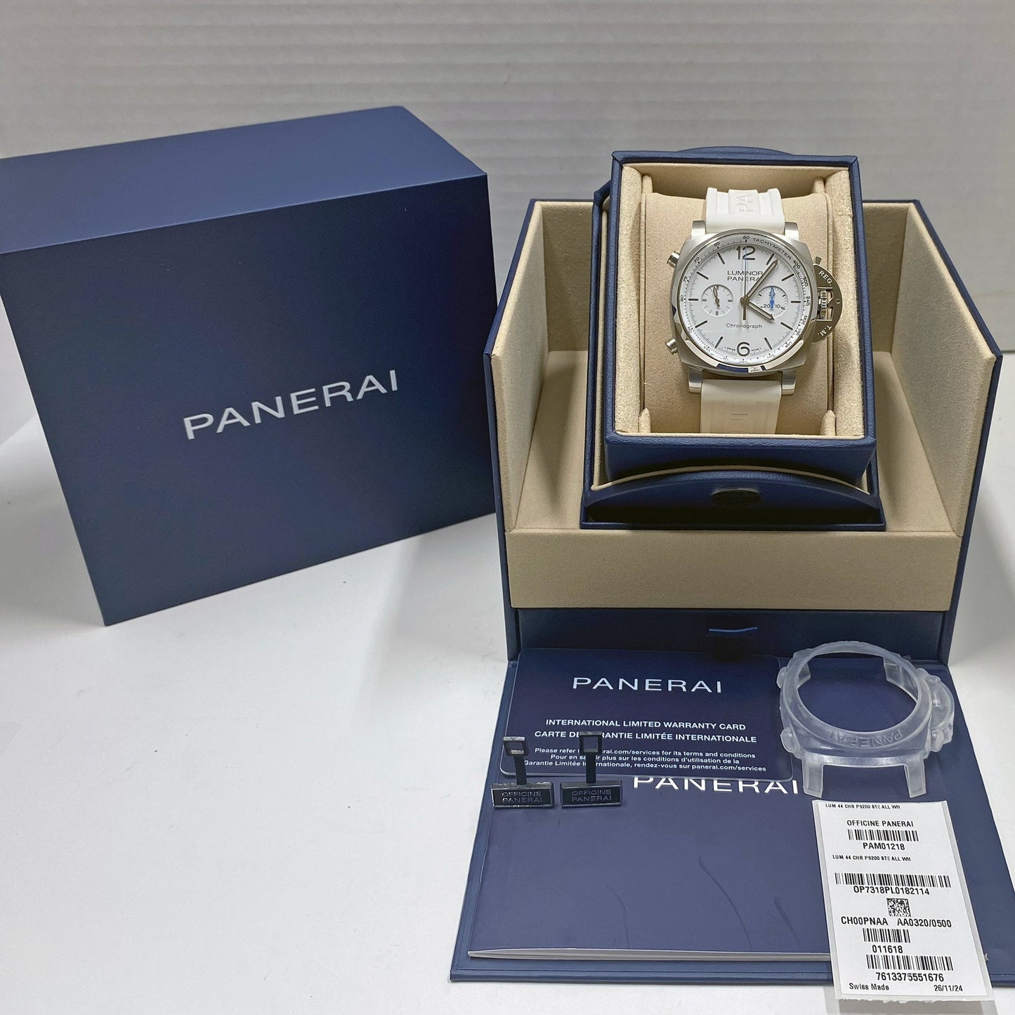 Panerai - Pre - Owned Luminor Chronograph 44mm White Dial (PAM01218)