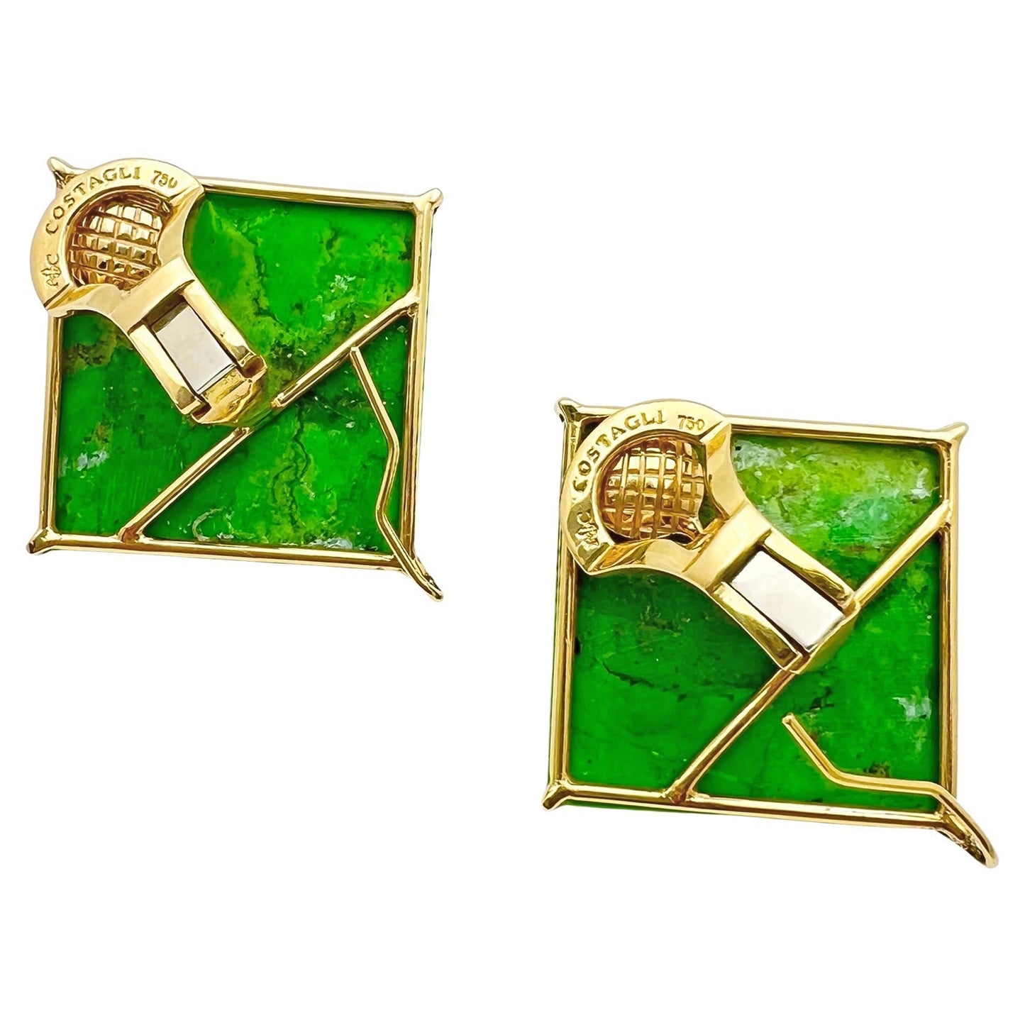 Paolo Costagli - 18k Yellow Gold Green Turquoise Earrings