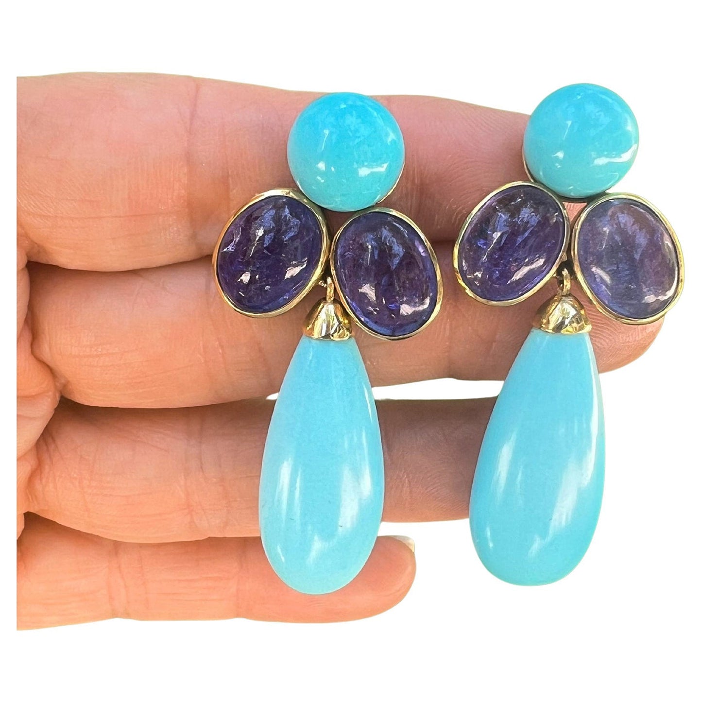 Peggy Guinness - Estate Turquoise Tanzanite Pendant Earrings