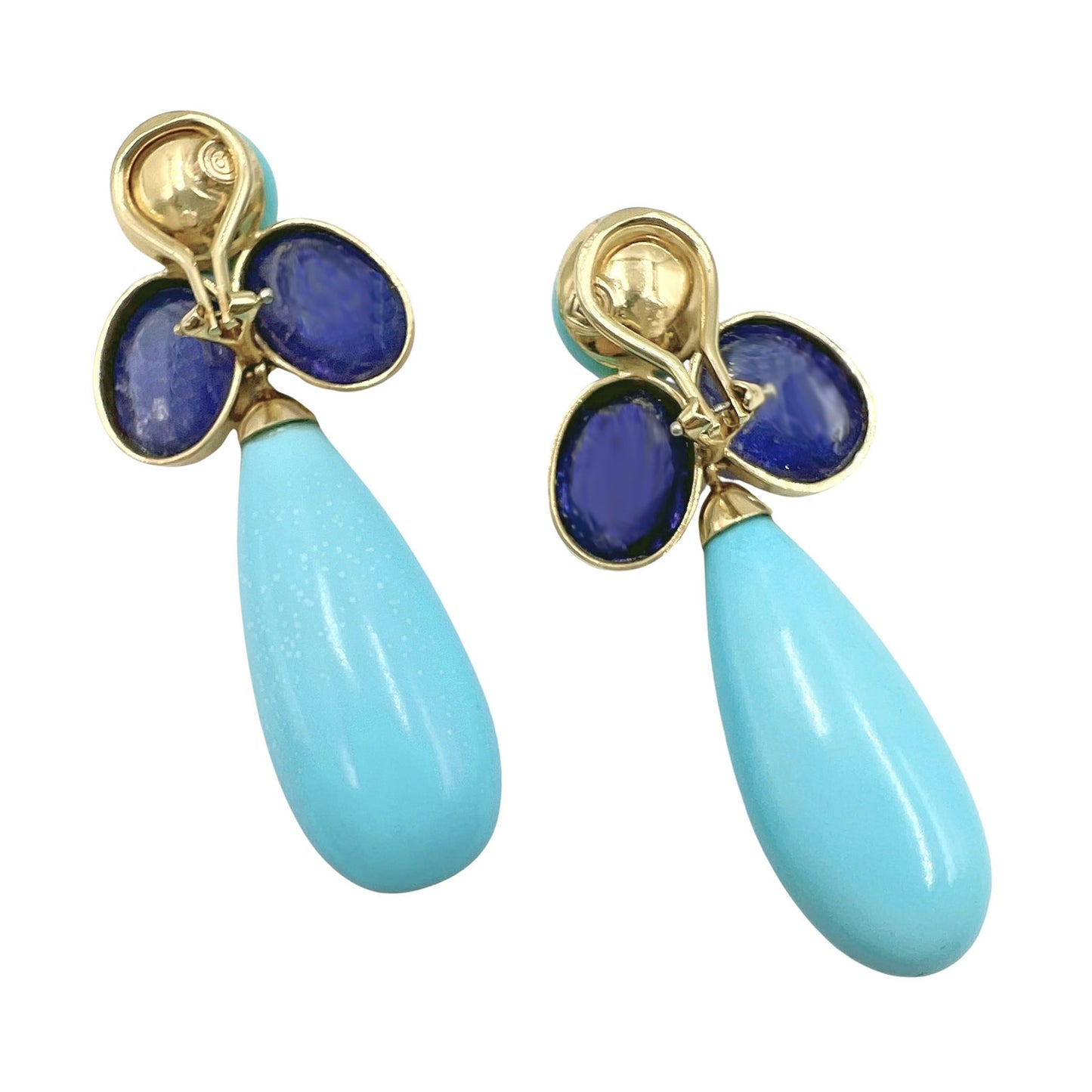 Peggy Guinness - Estate Turquoise Tanzanite Pendant Earrings