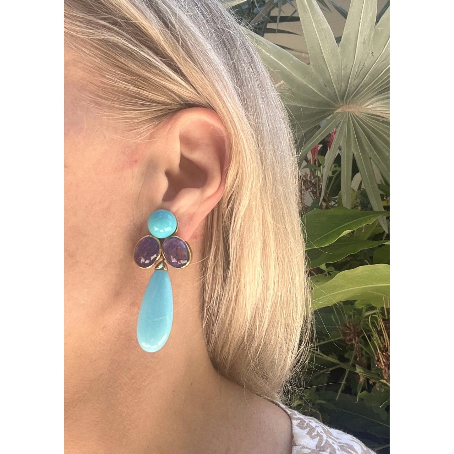 Peggy Guinness - Estate Turquoise Tanzanite Pendant Earrings