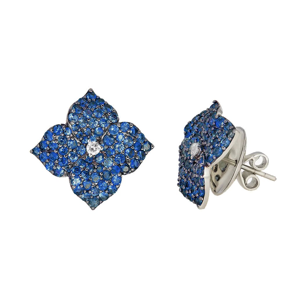 Piranesi - Blue Sapphire Fiore Flower Earrings