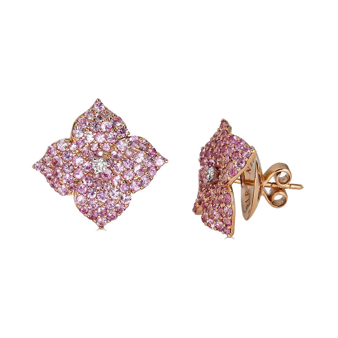 Piranesi - Pavé Pink Sapphire Fiore Flower Earrings