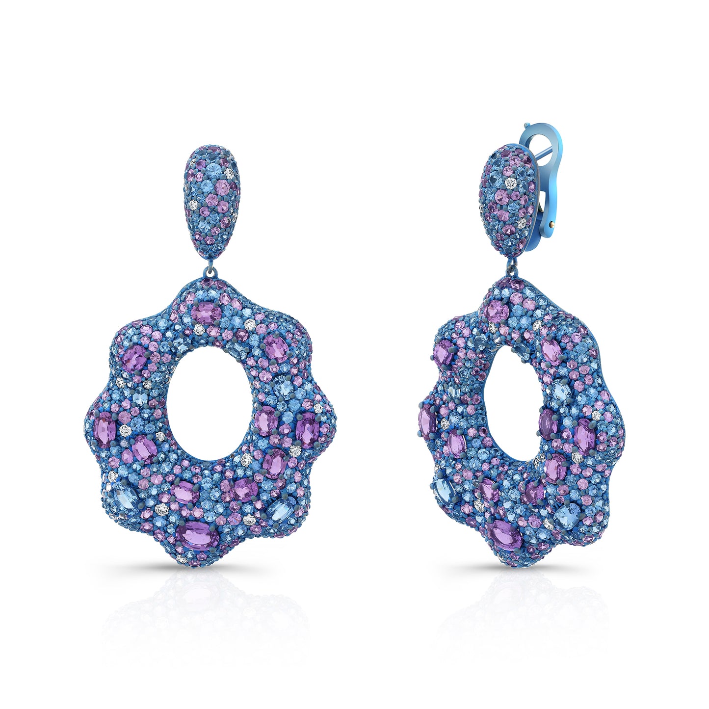 Blue & Violet Sapphire American Glamour Pendant Earrings