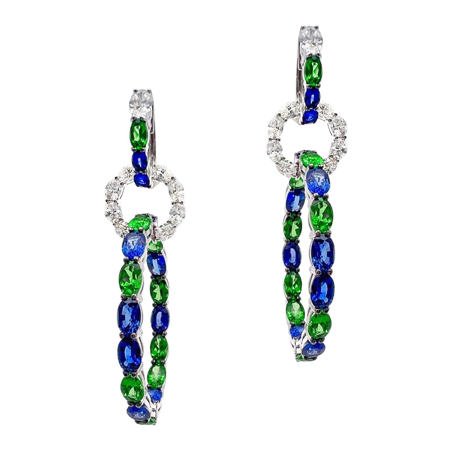 Robert Procop - Tsavorite Sapphire Diamond American Glamour Earrings