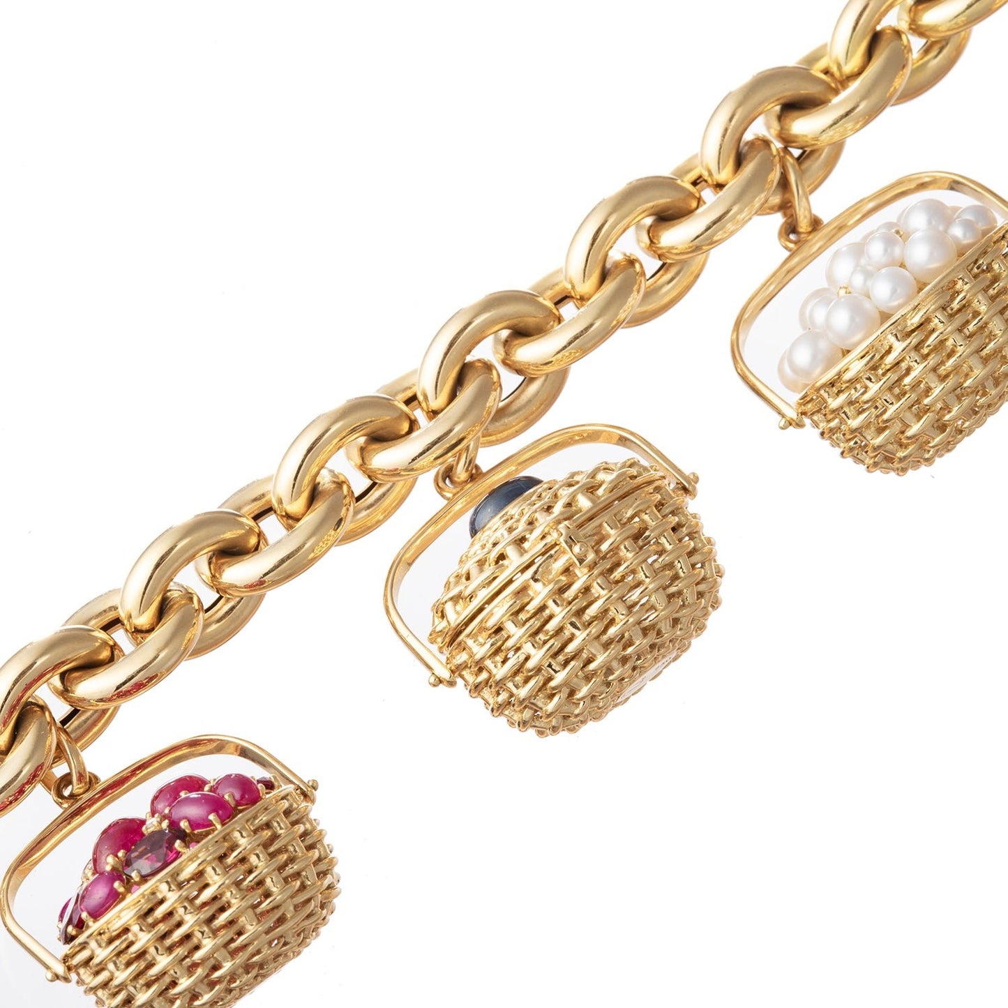 Seaman Schepps - 18k Gold Gem - Set Nantucket Basket Charm Bracelet