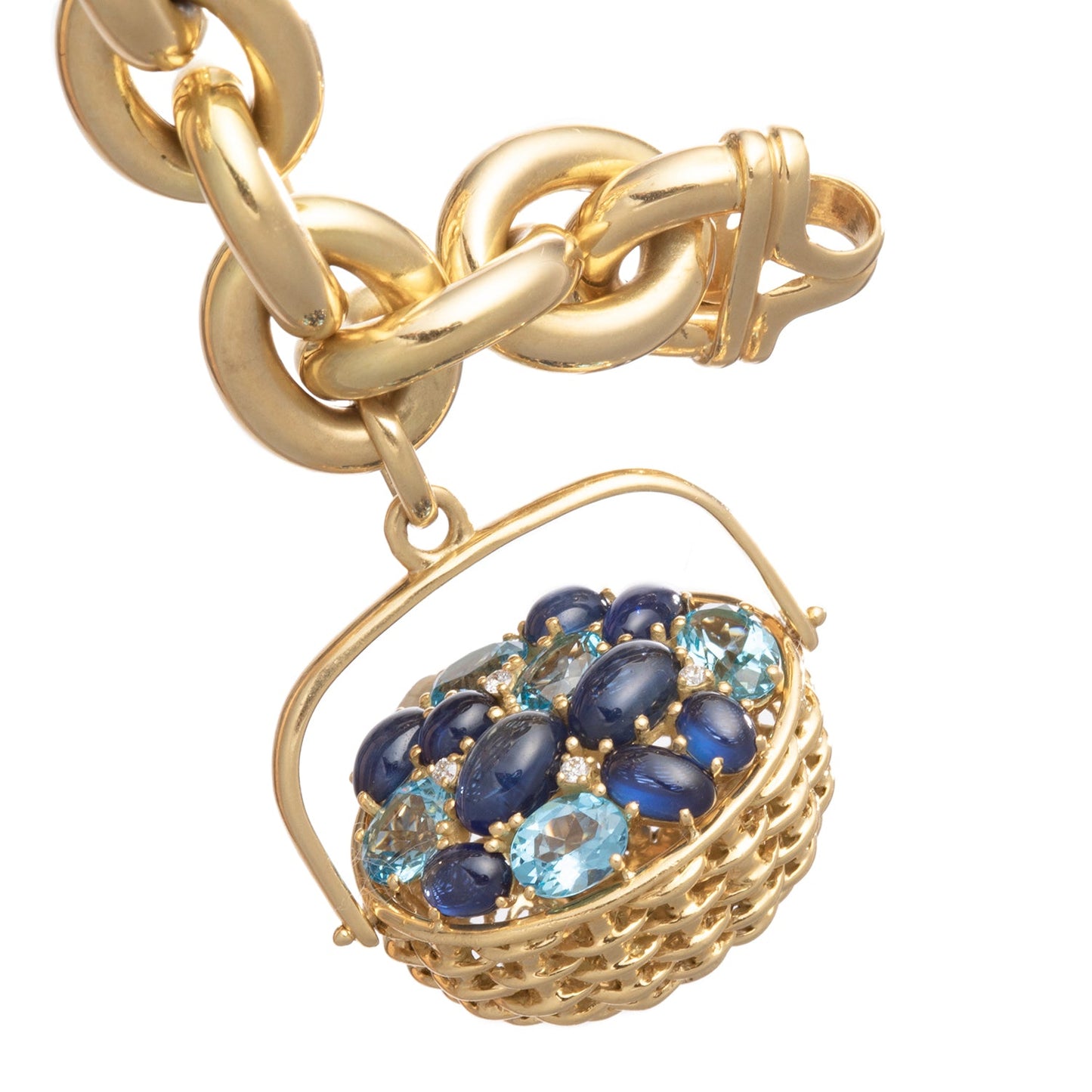 Seaman Schepps - 18k Gold Gem - Set Nantucket Basket Charm Bracelet