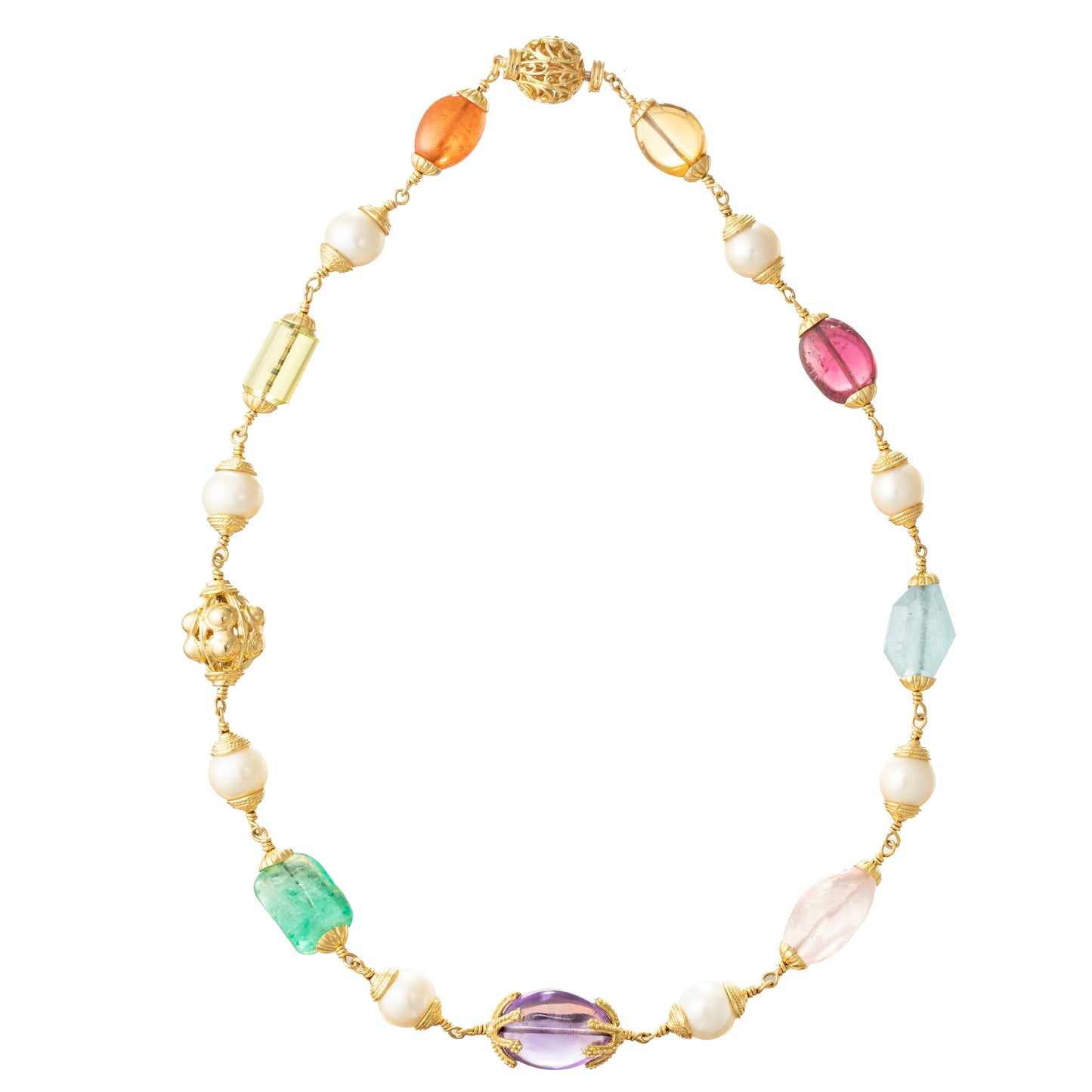 Seaman Schepps - 18k Gold Multi-Gemstone Baroque Bead Necklace