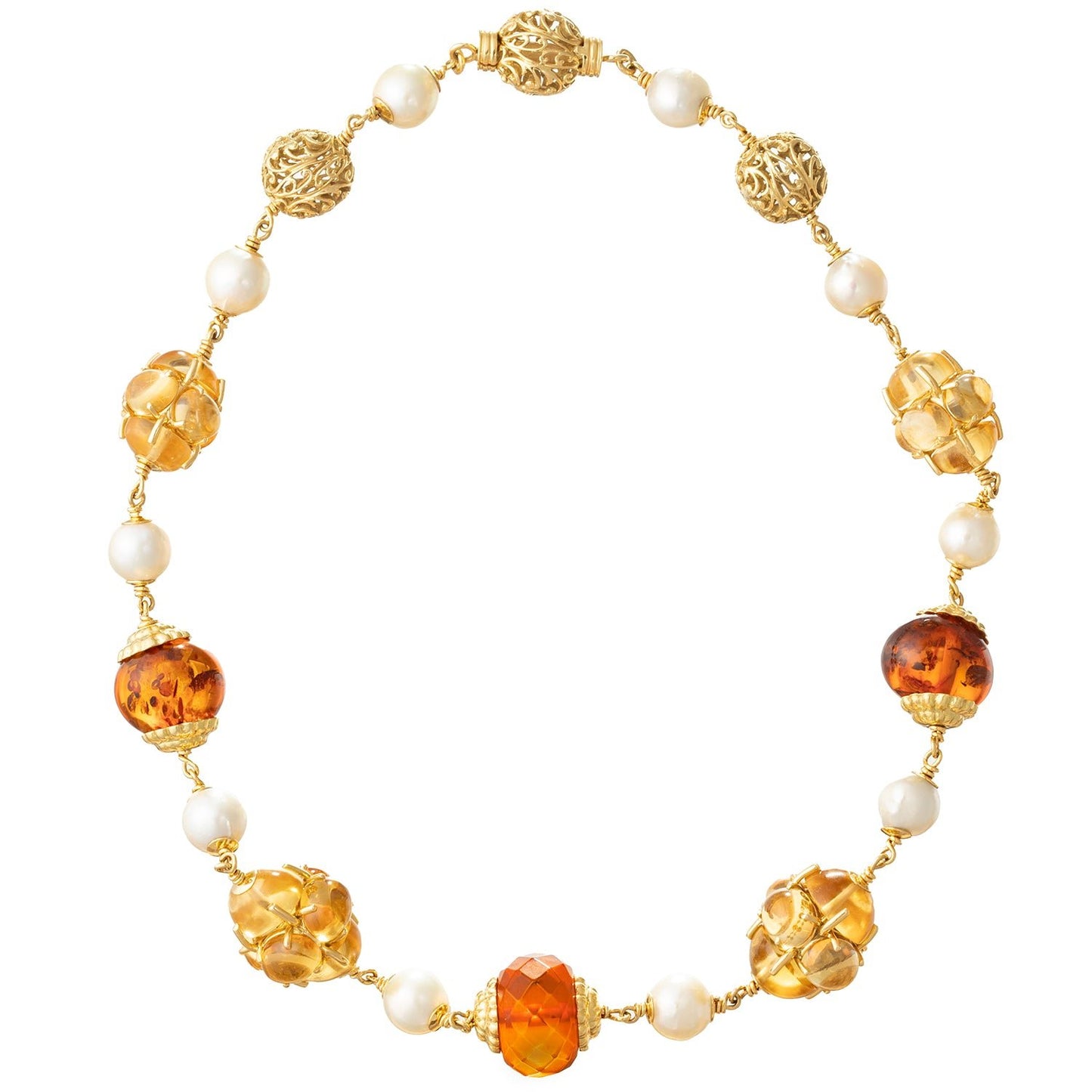 Seaman Schepps - 18k Gold Pearl Citrine Amber Baroque Bead Necklace