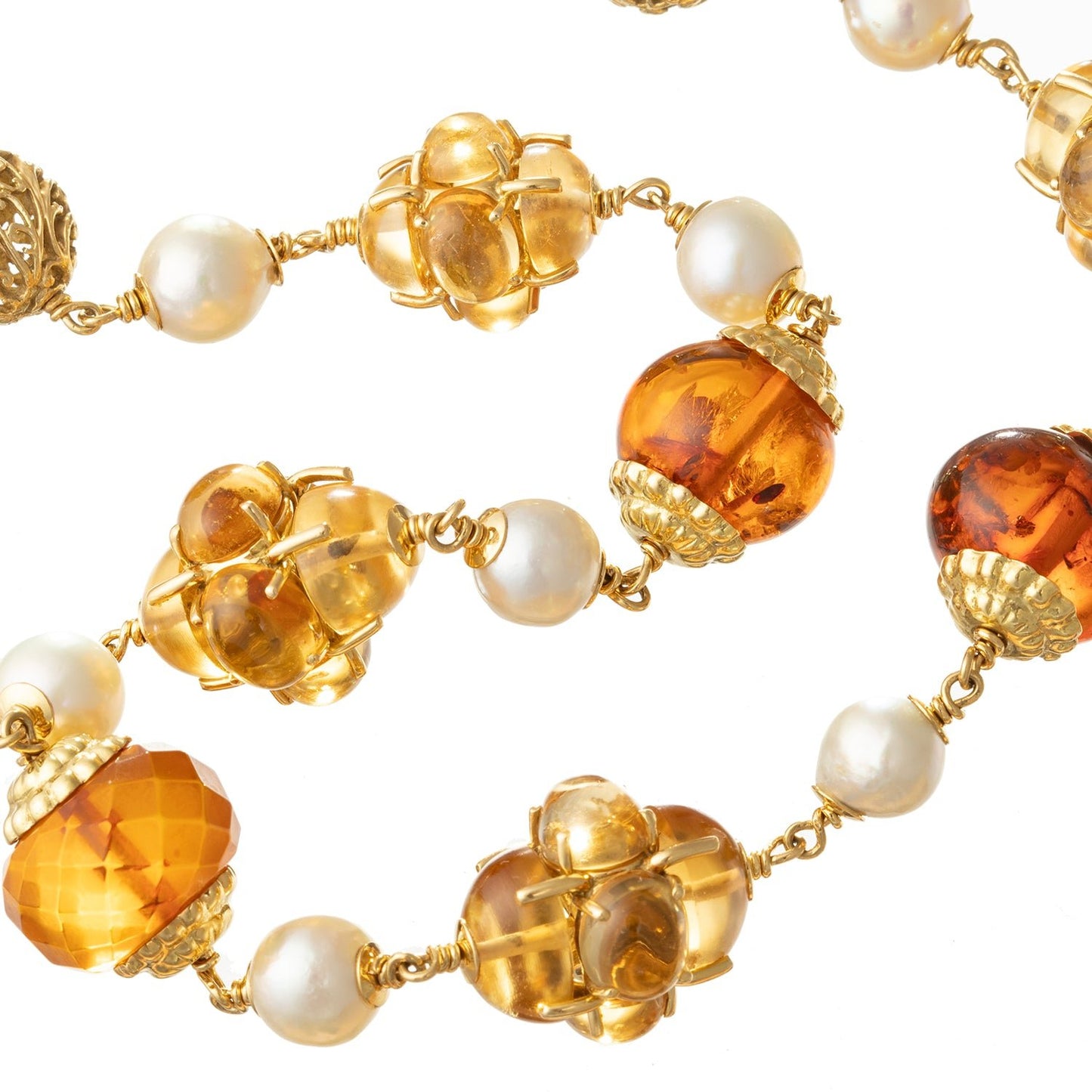 Seaman Schepps - 18k Gold Pearl Citrine Amber Baroque Bead Necklace
