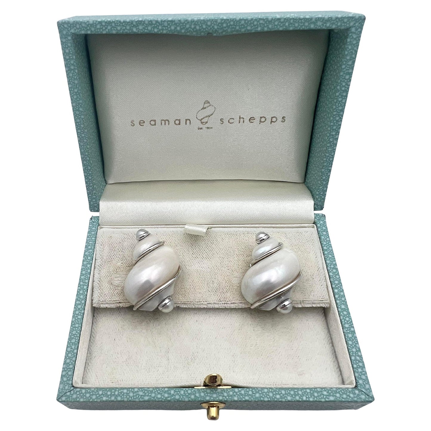 Seaman Schepps - 18k White Gold Pearl Turbo Shell Earrings