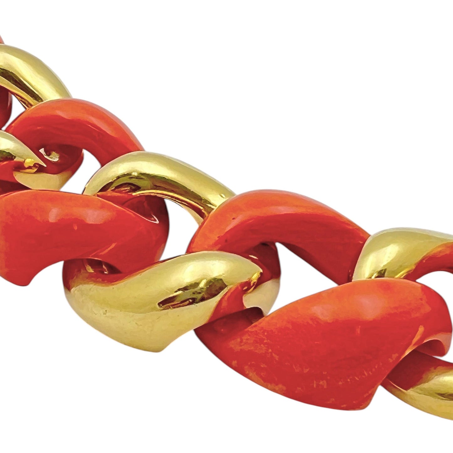 Seaman Schepps - 18k Yellow Gold Coral Large Link Bracelet