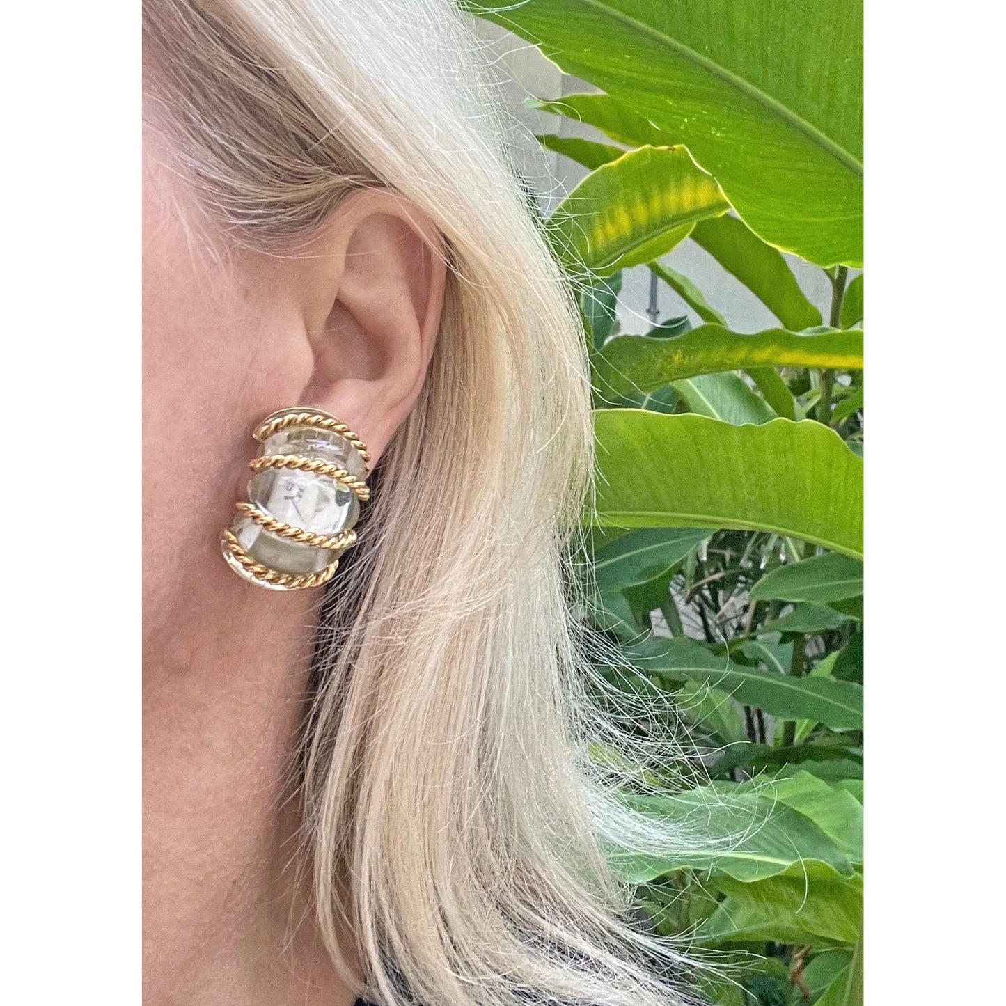 Seaman Schepps - 18k Yellow Gold Rock Crystal Shrimp Earrings