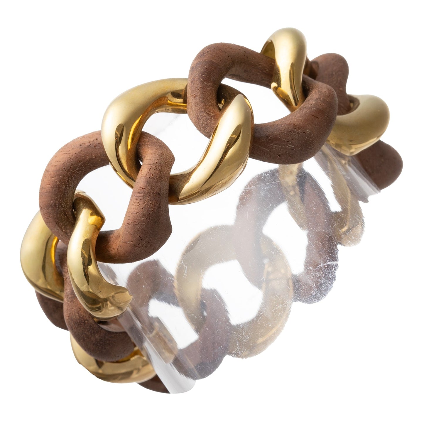 Seaman Schepps - 18k Yellow Gold Walnut Wood Medium Link Bracelet