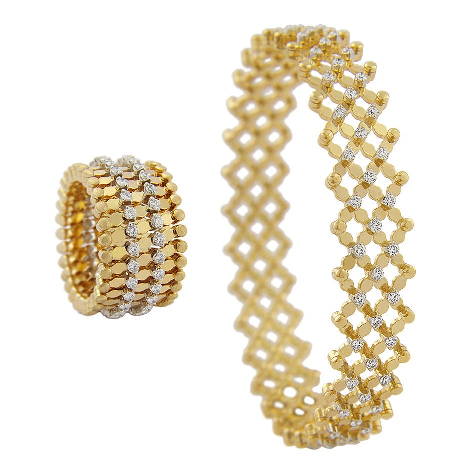 Serafino Consoli - 18k Yellow Gold Diamond 5 - Row Covertible Ring Bracelet