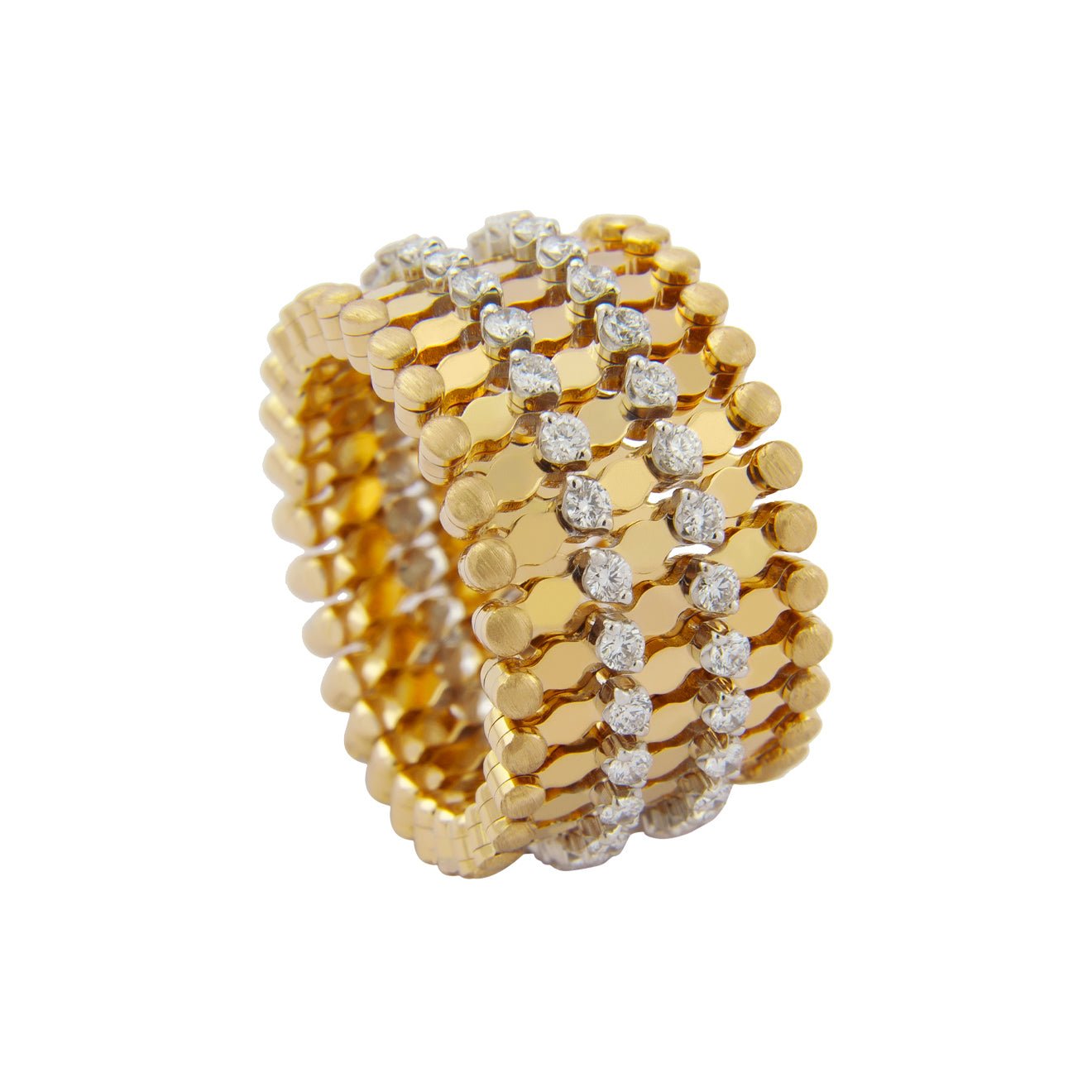 Serafino Consoli - 18k Yellow Gold Diamond 5 - Row Covertible Ring Bracelet