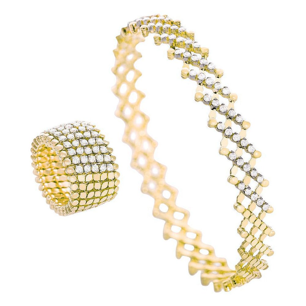 Serafino Consoli - 18k Yellow Gold Diamond 7 - Row Convertible Ring - to - Bracelet