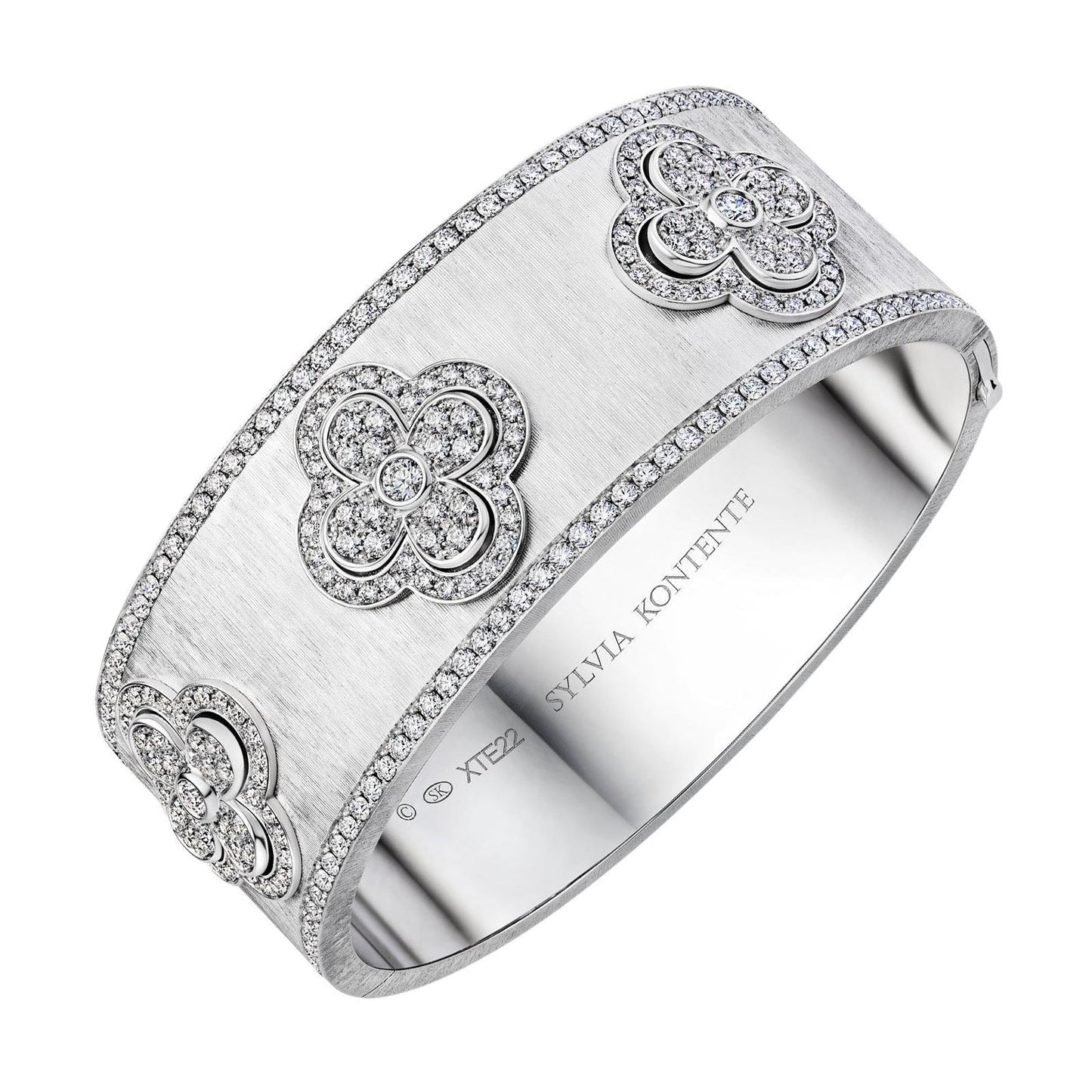 Sylvia Kontente - 18k White Gold Diamond Floral Motif Bracelet