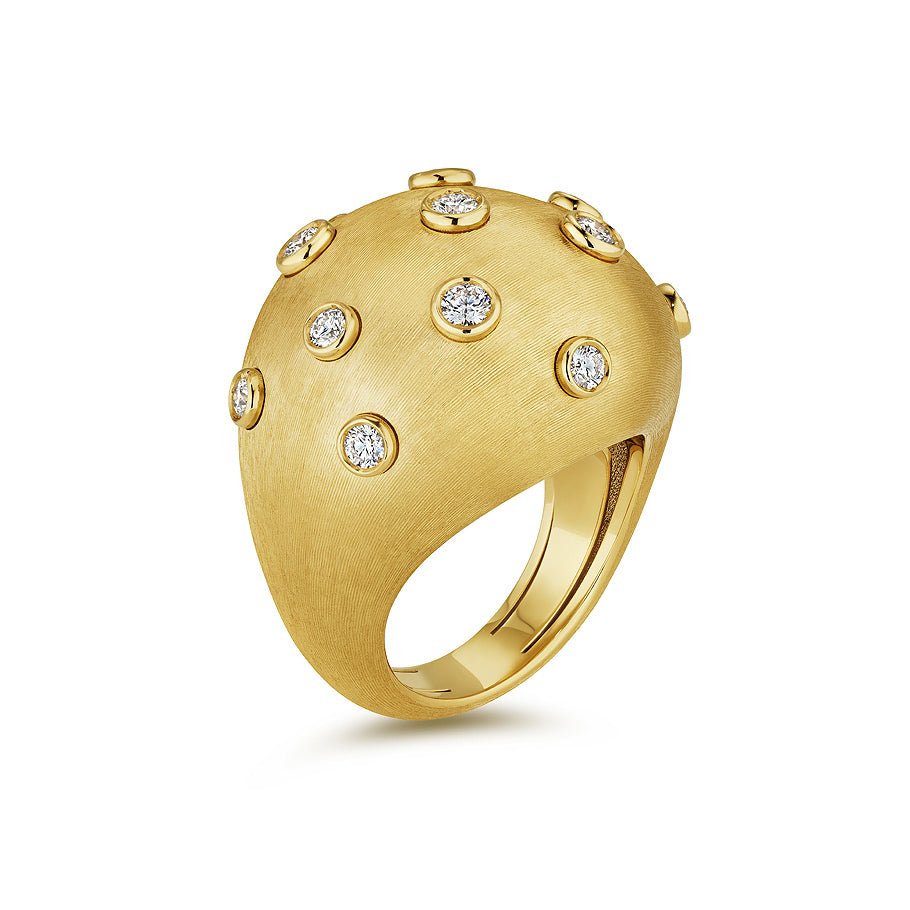 Sylvia Kontente - 18k Yellow Gold Diamond Domed Cocktail Ring