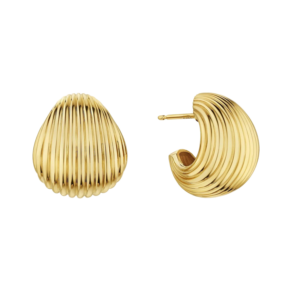 Sylvia Kontente - 18k Yellow Gold Fluted Huggie Earrings