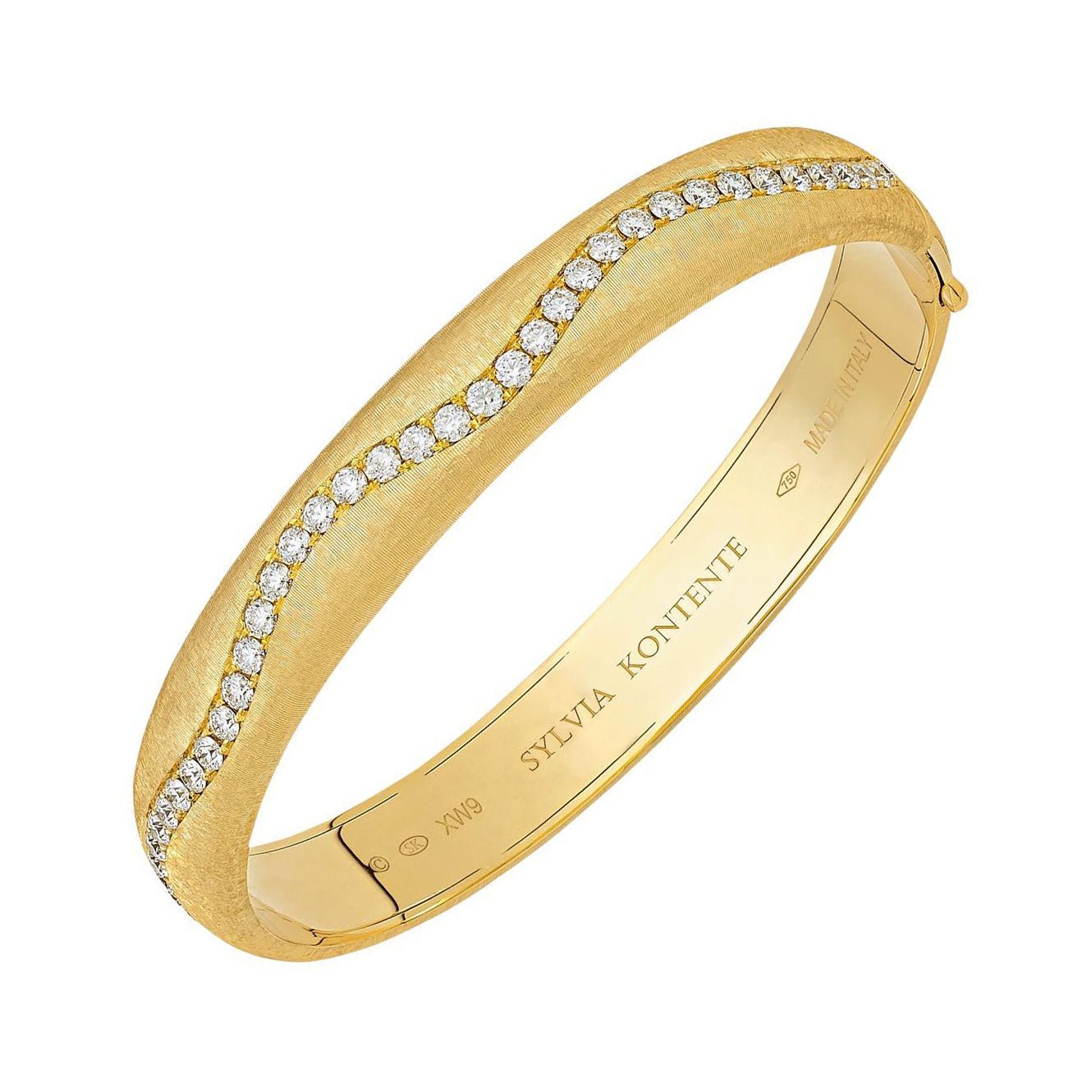 Sylvia Kontente - 18k Yellow Gold Wavy Diamond Bangle Bracelet