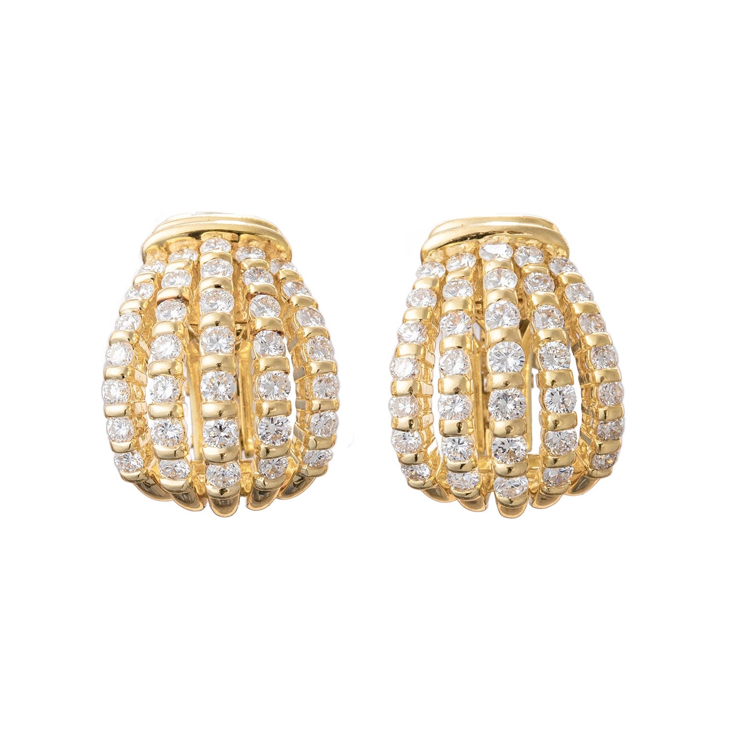 Tiffany & Co - 18k Yellow Gold Diamond Caged Hoop Earrings