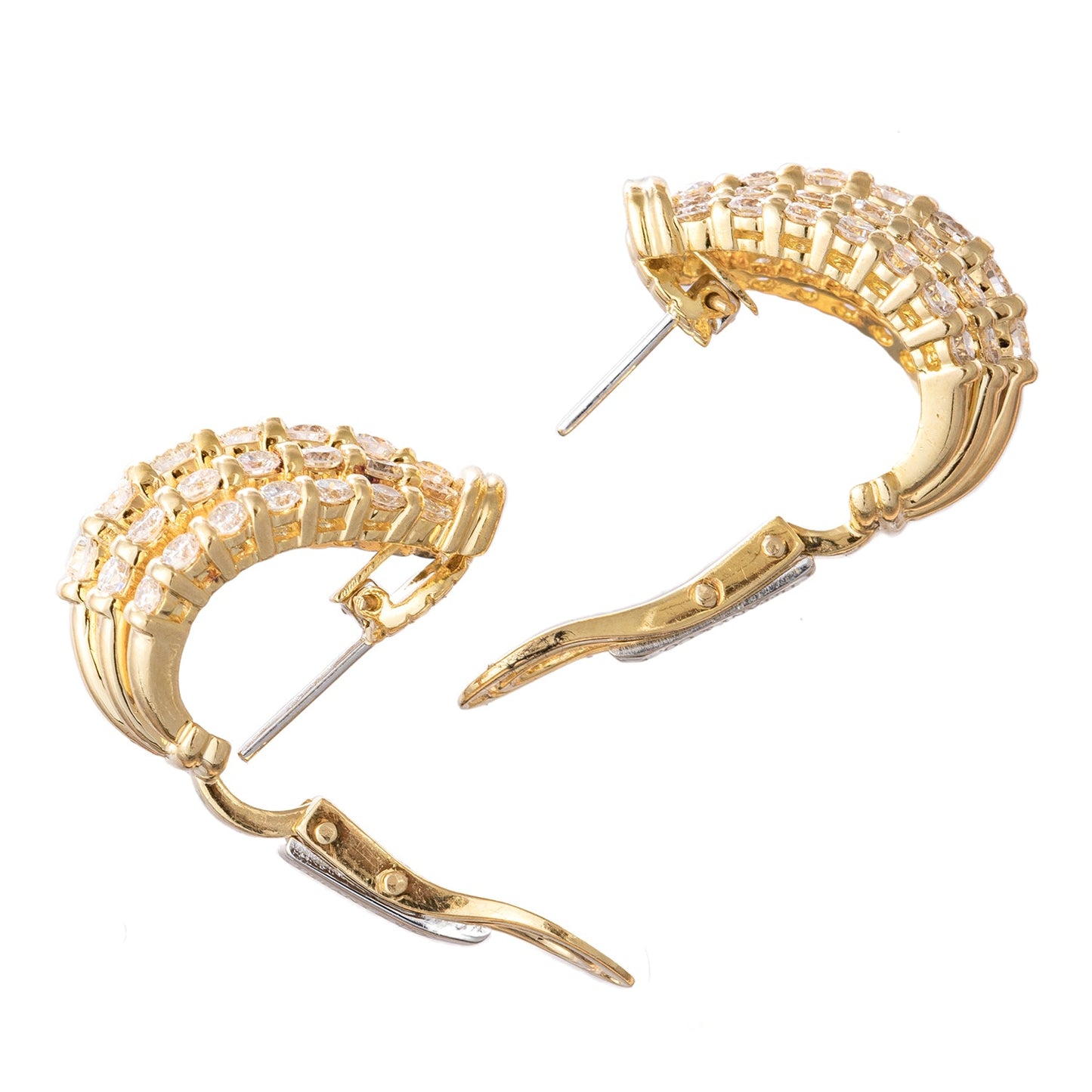 Tiffany & Co - 18k Yellow Gold Diamond Caged Hoop Earrings