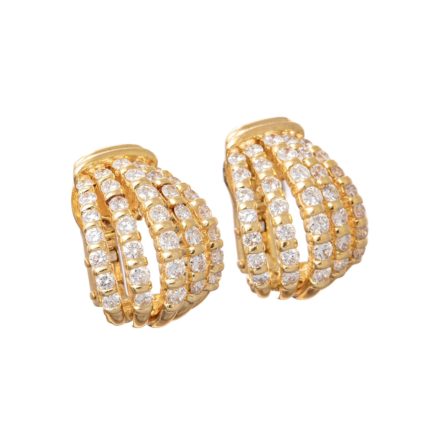 Tiffany & Co - 18k Yellow Gold Diamond Caged Hoop Earrings