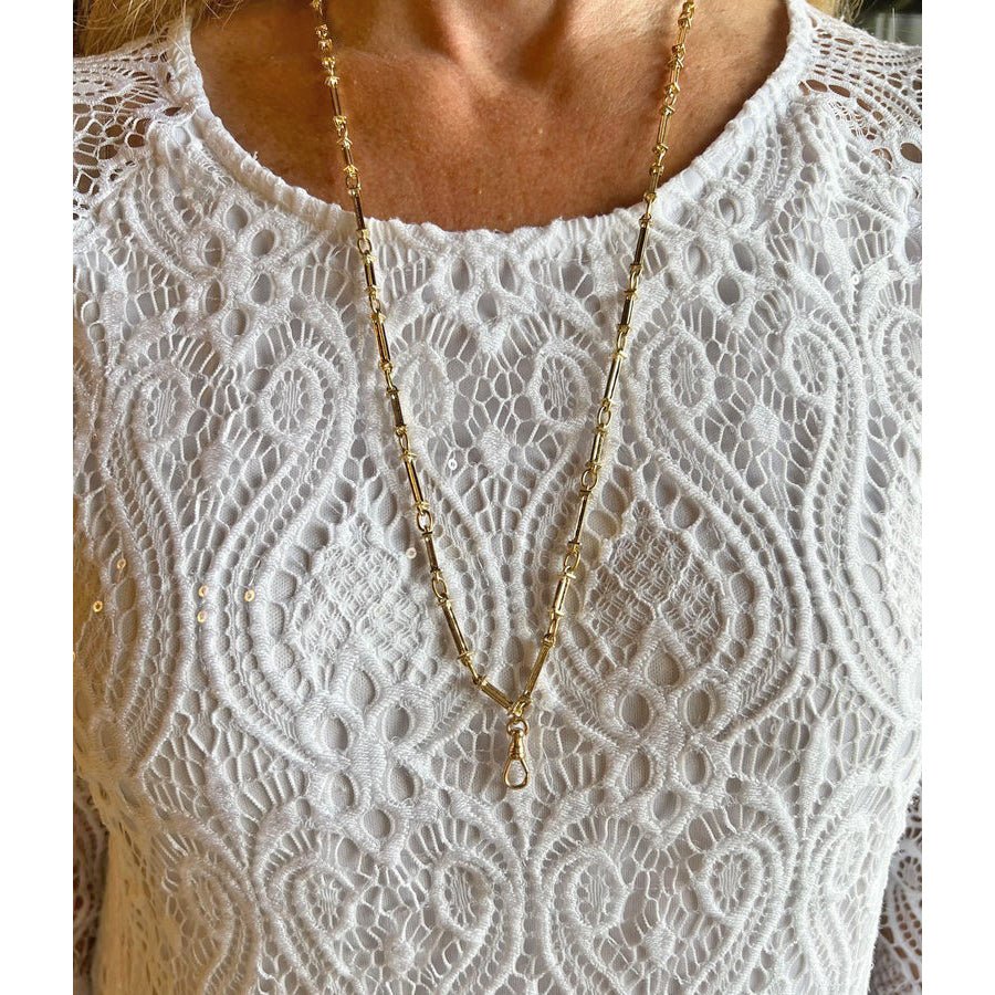 Tiffany & Co - Antique Gold Column Link Long Chain Necklace
