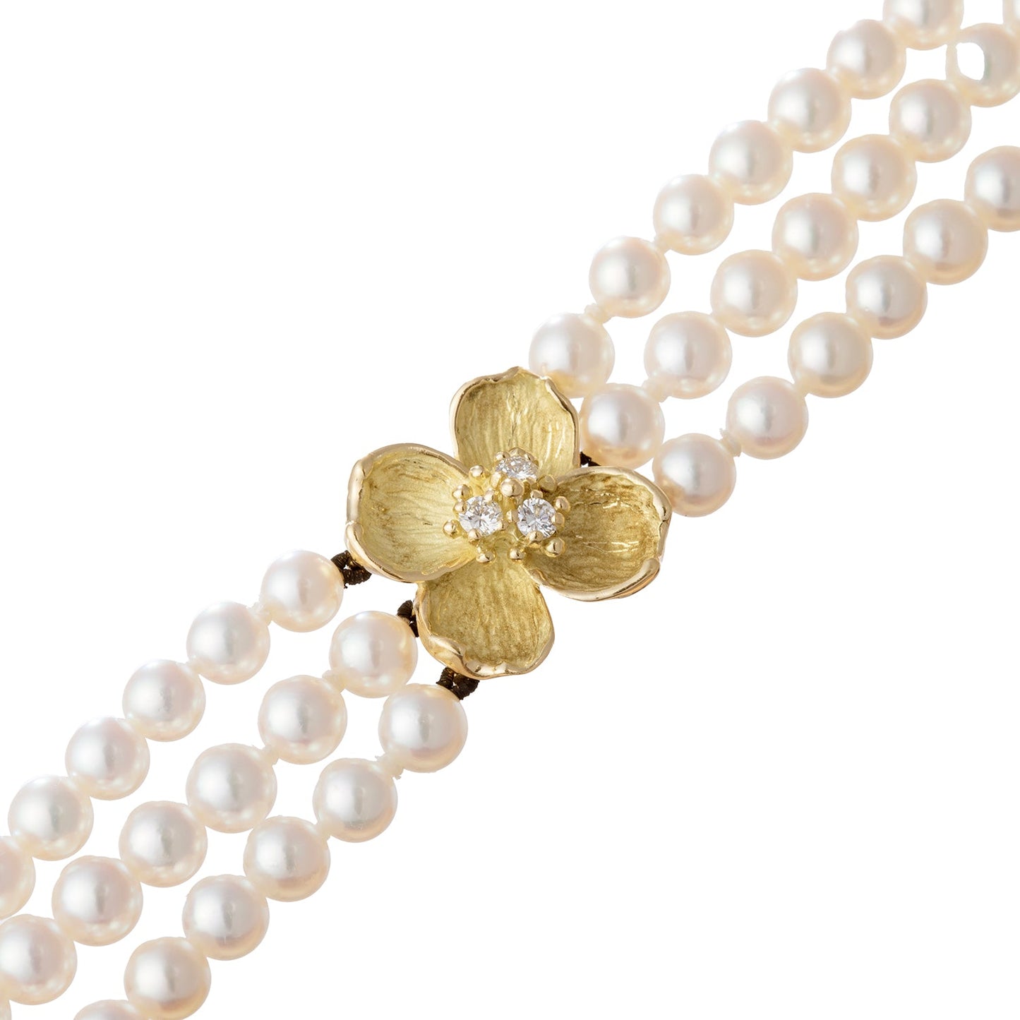 Tiffany & Co - Pearl 18k Gold Diamond Dogwood Flower Bracelet