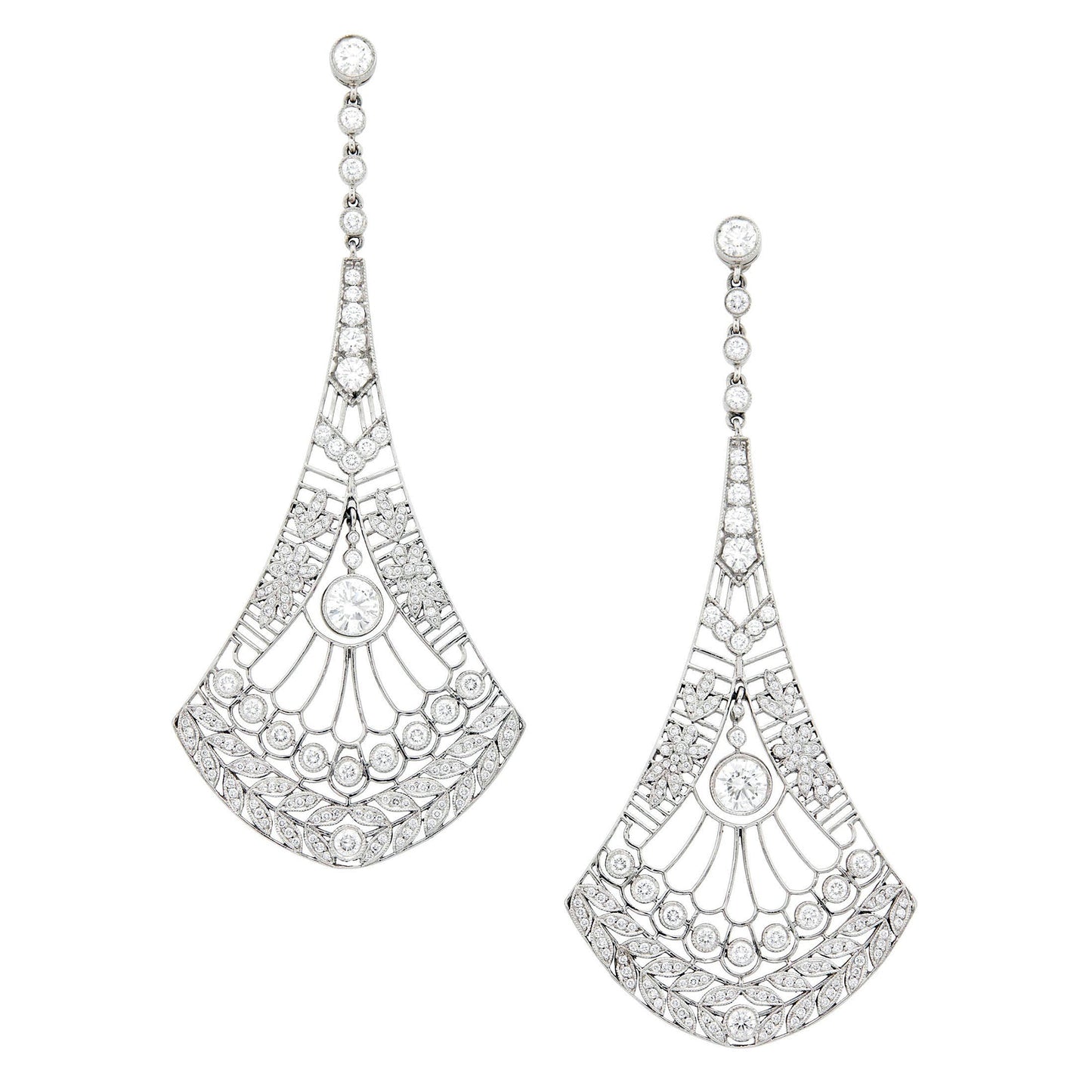 Tiffany & Co - Platinum Diamond Archival Fan Drop Earrings