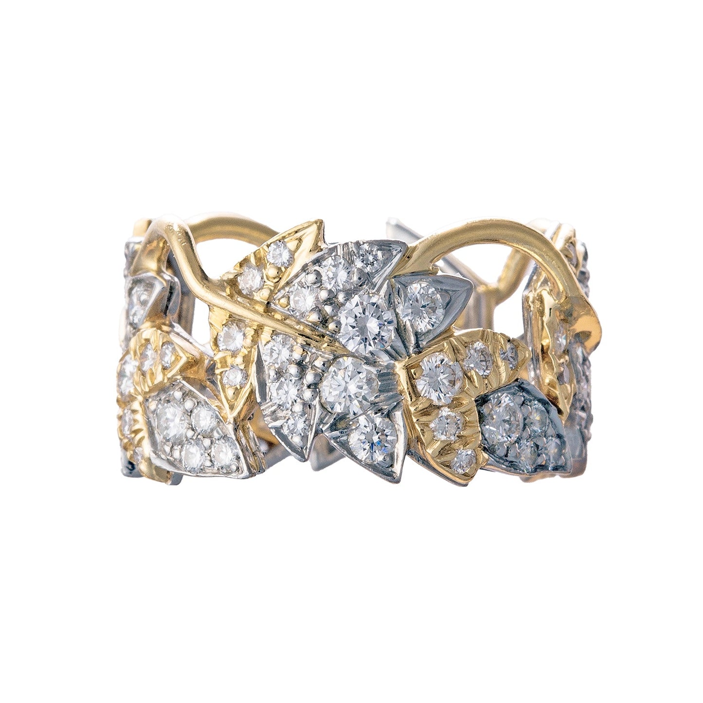 Tiffany & Co - Schlumberger 18k Gold Diamond Four Leaves Ring
