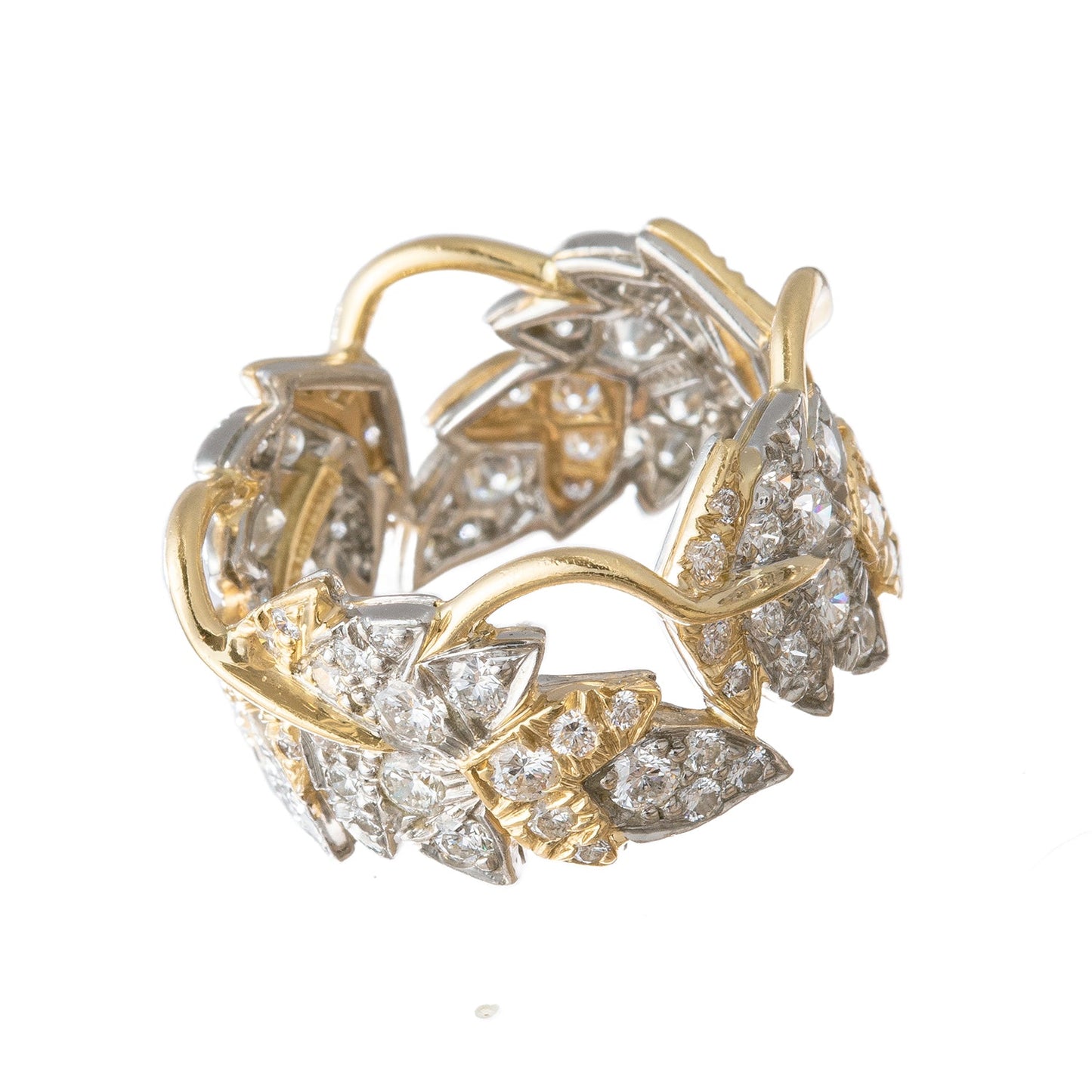 Tiffany & Co - Schlumberger 18k Gold Diamond Four Leaves Ring