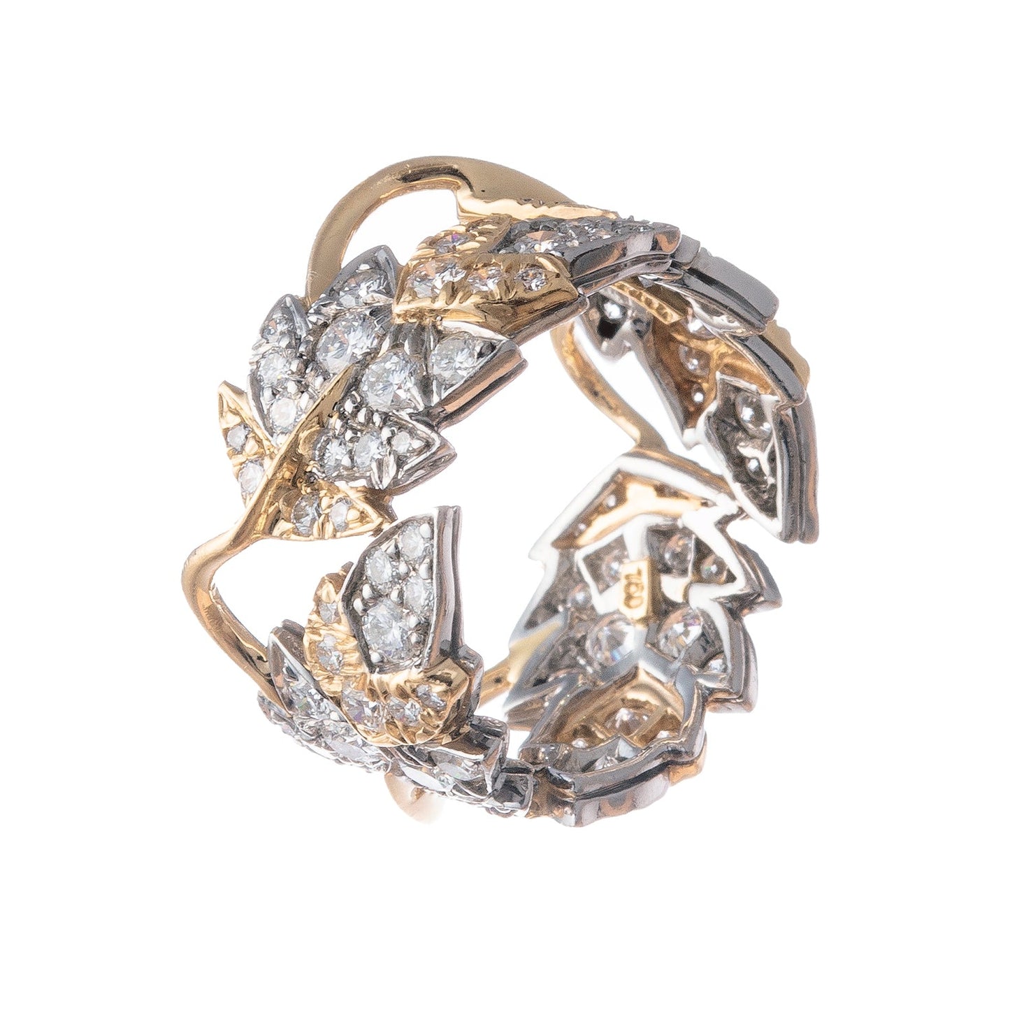 Tiffany & Co - Schlumberger 18k Gold Diamond Four Leaves Ring