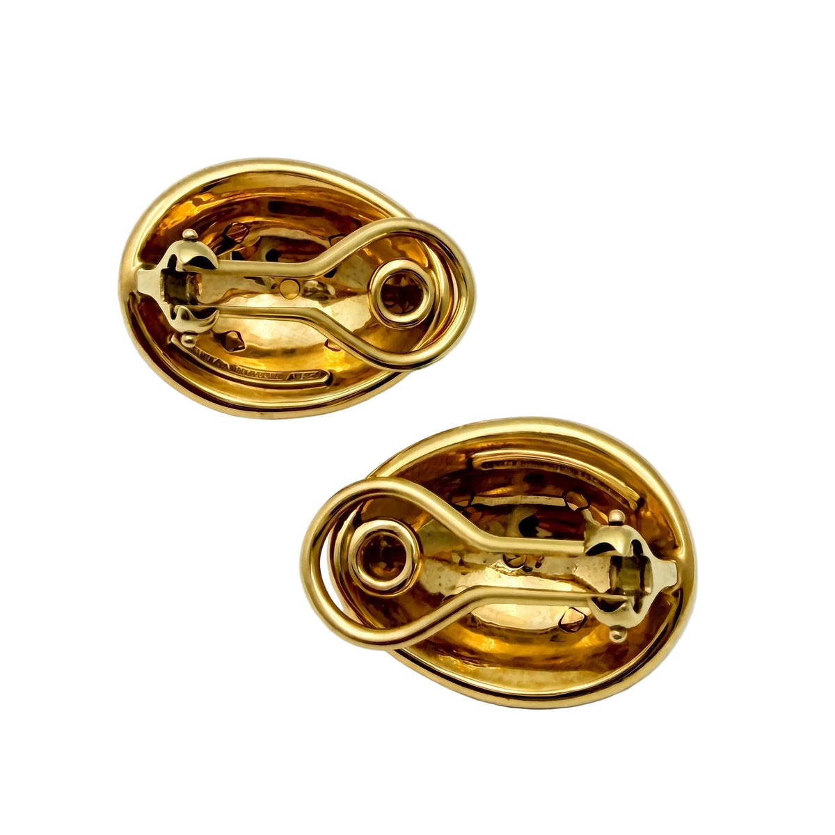 Tiffany & Co - Schlumberger 18k Gold Green Enamel Dot Lozenge Earrings