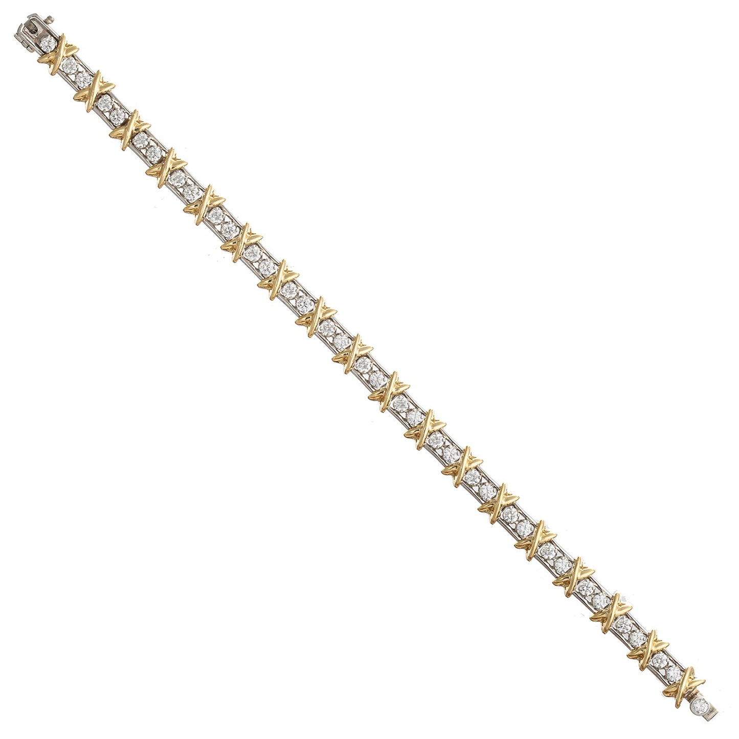 Tiffany & Co - Schlumberger 18k Gold Platinum Diamond 36 Stone Bracelet