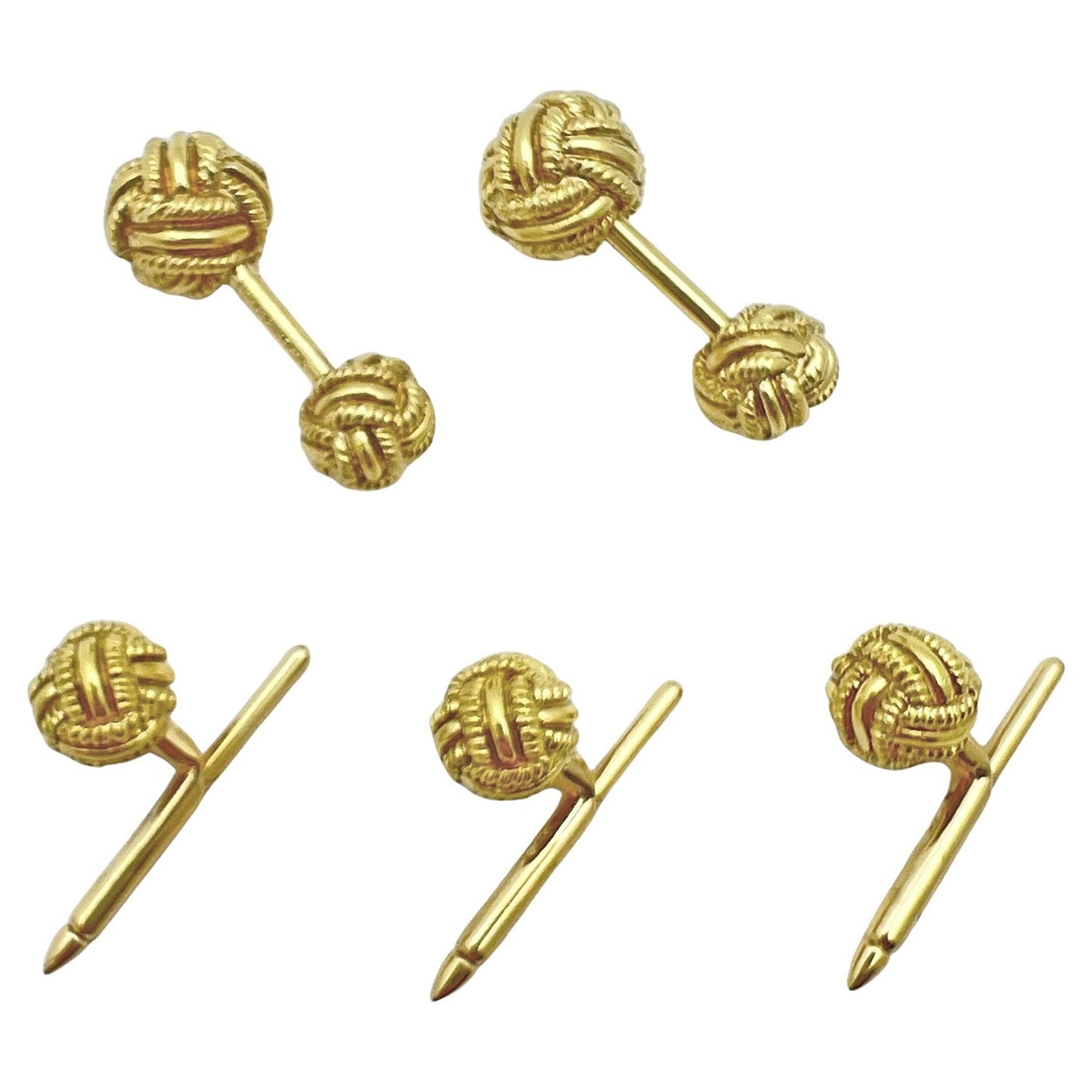 Tiffany & Co - Schlumberger 18k Gold Rope Knot Cufflink Stud Set