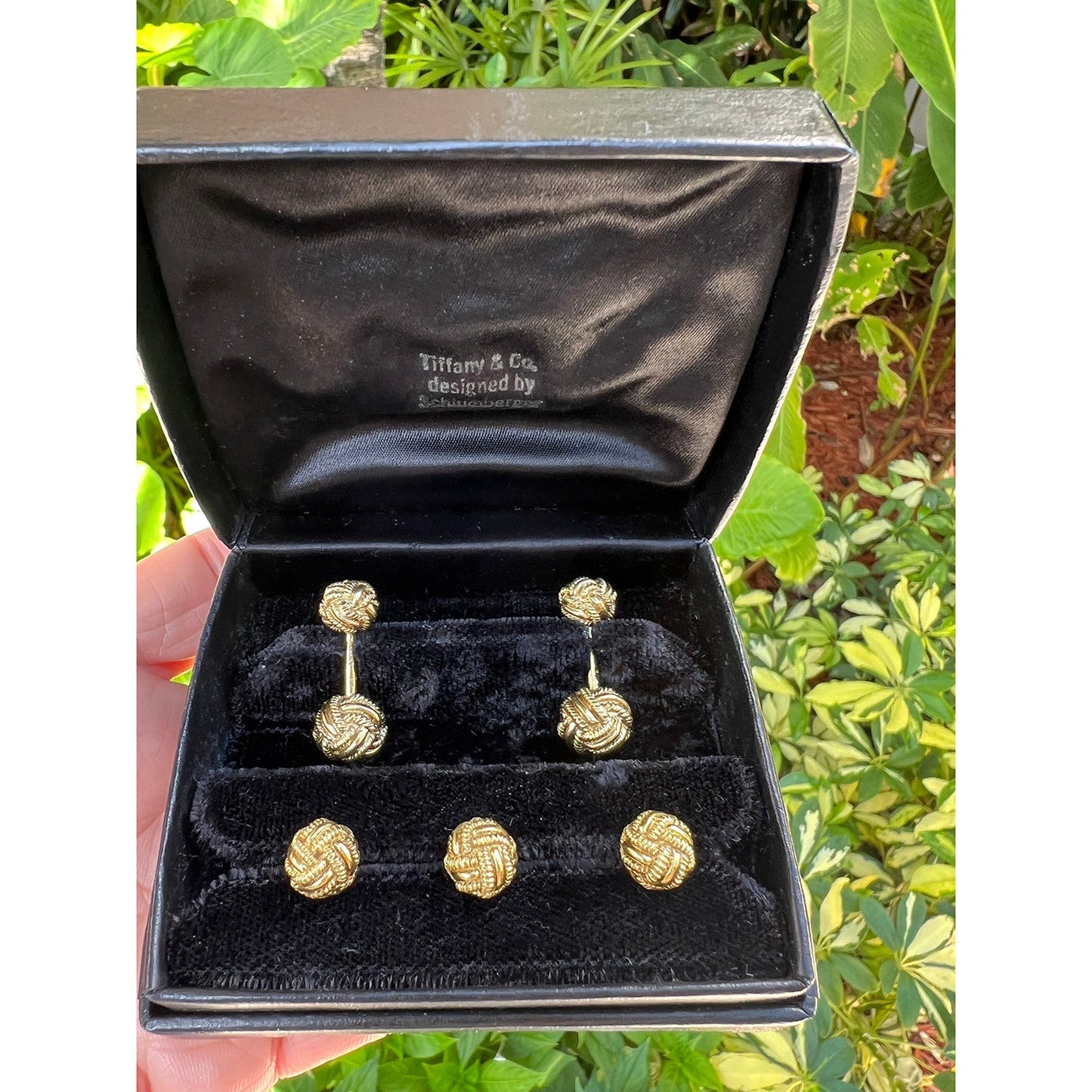 Tiffany & Co - Schlumberger 18k Gold Rope Knot Cufflink Stud Set