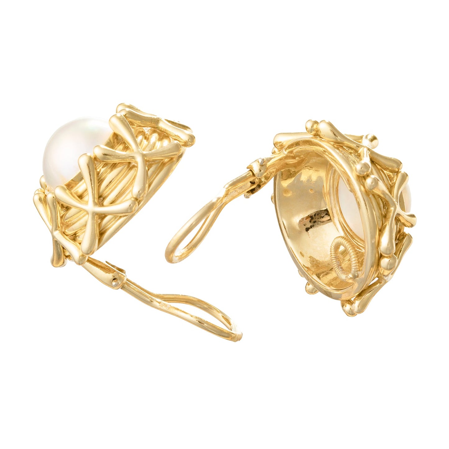 Tiffany & Co - Schlumberger 18k Yellow Gold Mabe Pearl Earrings