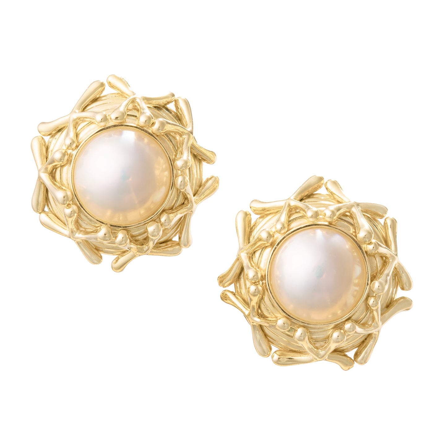 Tiffany & Co - Schlumberger 18k Yellow Gold Mabe Pearl Earrings