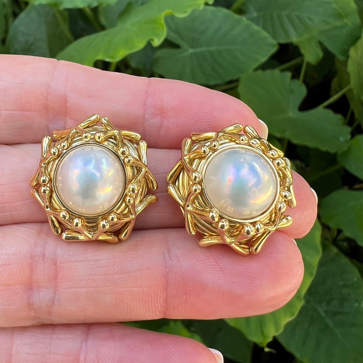 Tiffany & Co - Schlumberger 18k Yellow Gold Mabe Pearl Earrings