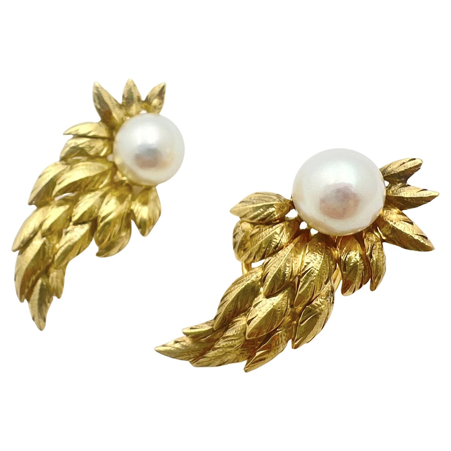 Tiffany & Co - Schlumberger 18k Yellow Gold Pearl Wing Earrings