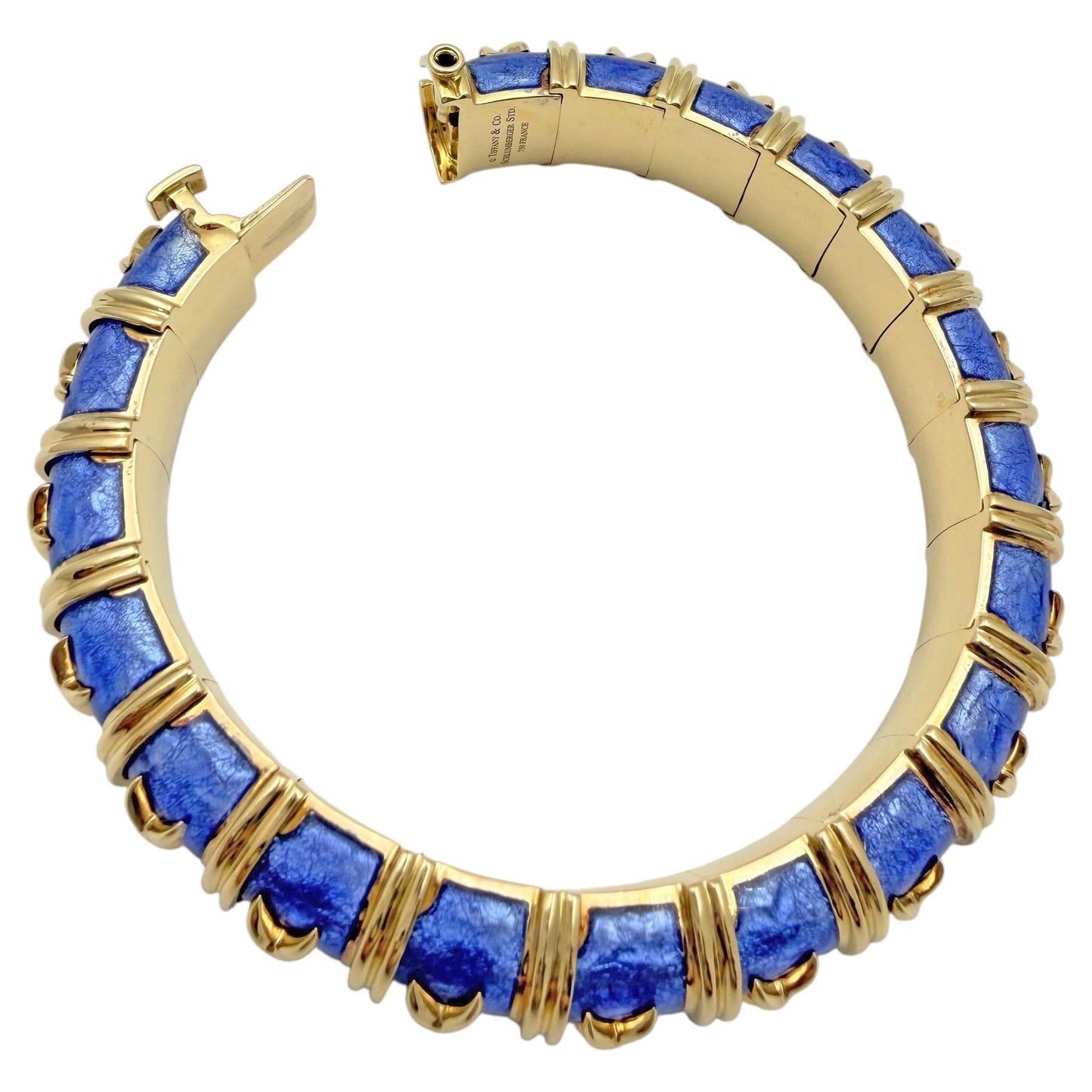 Tiffany & Co - Schlumberger Croisillon Periwinkle Blue Enamel Bangle