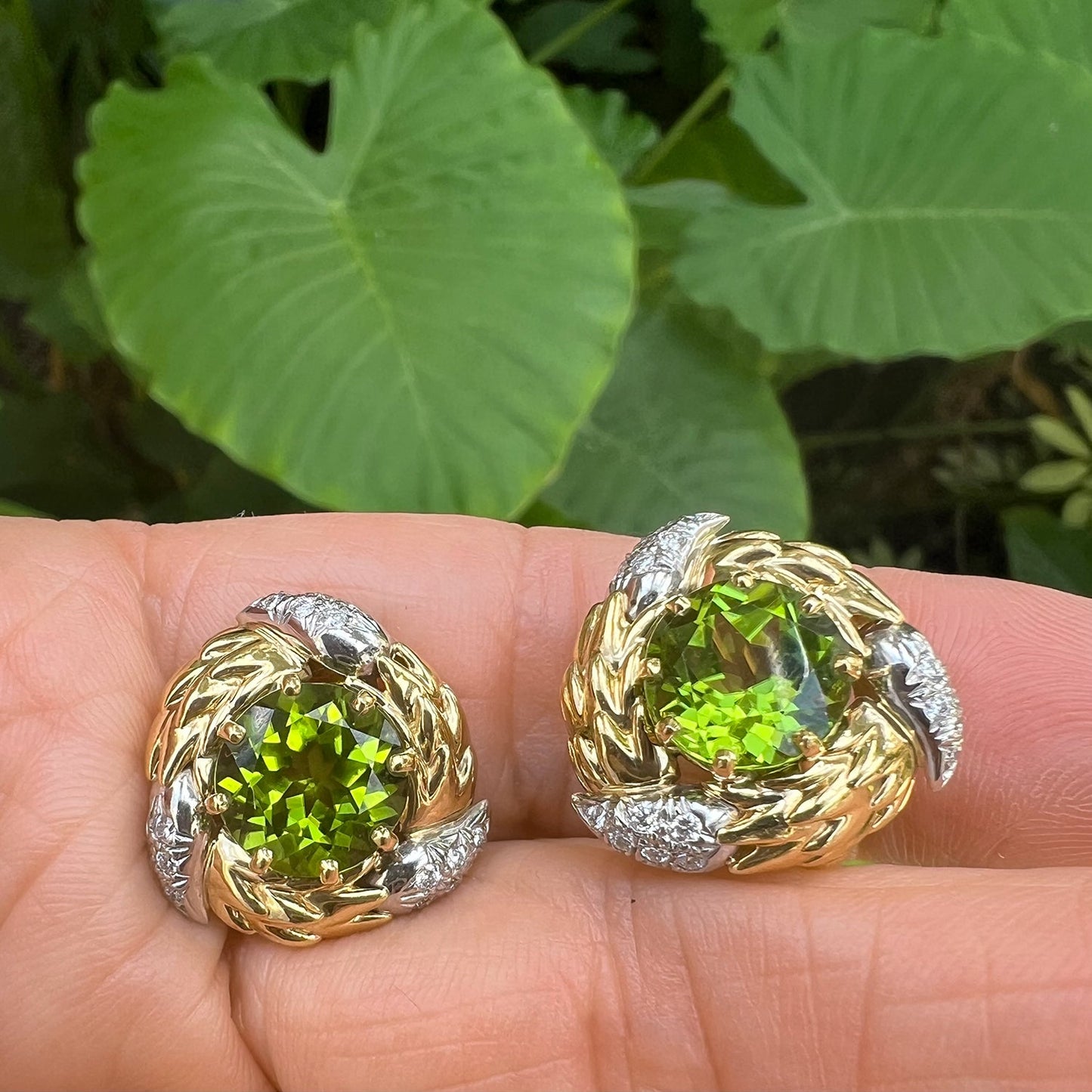 Tiffany & Co - Schlumberger Peridot Diamond Clip Earrings