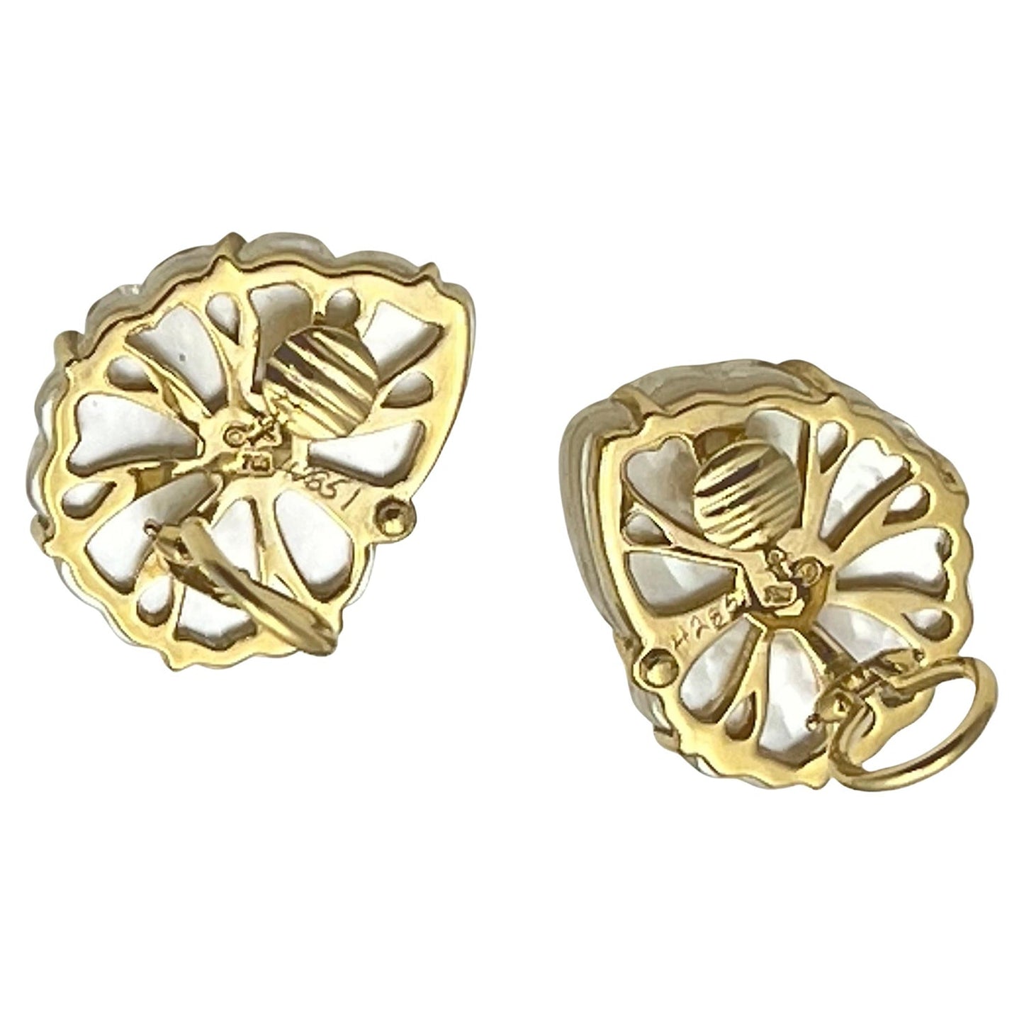 Trianon - 18k Gold Rock Crystal Pearl Nautilus Earrings