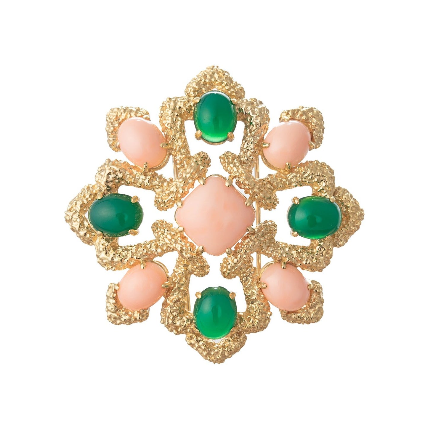 Van Cleef & Arpels - 18k Gold Coral Chrysoprase Delphes Pendant Necklace