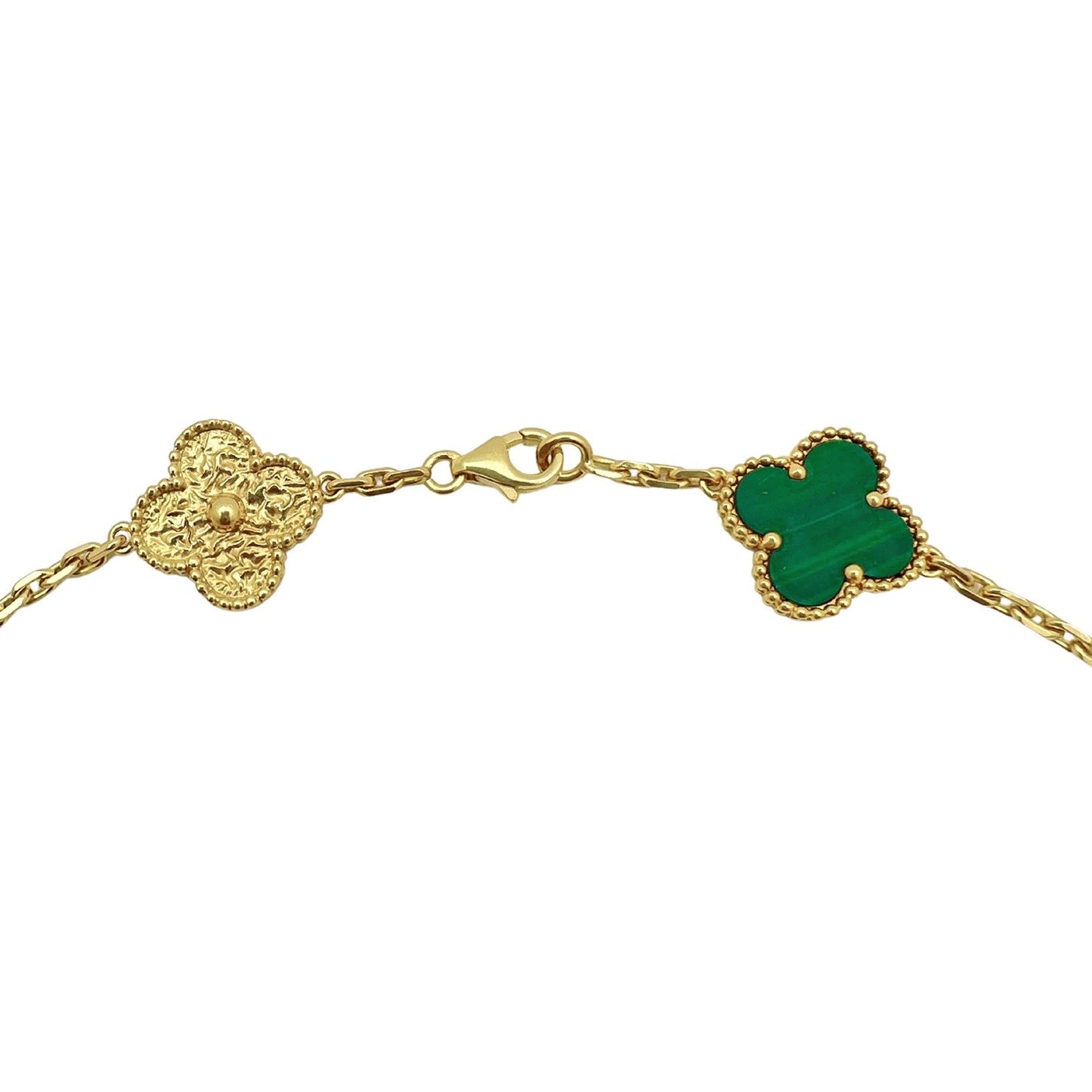 Van Cleef & Arpels - 18k Gold Malachite Alternating Vintage Alhambra Necklace