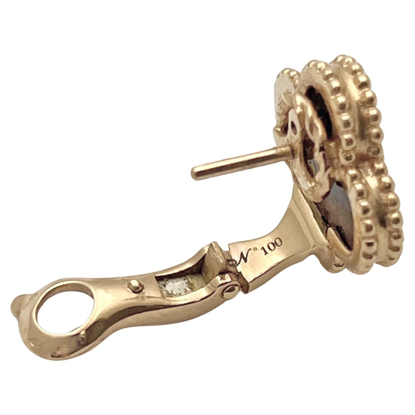 Van Cleef & Arpels - 18k Rose Gold Letterwood Vintage Alhambra Earrings