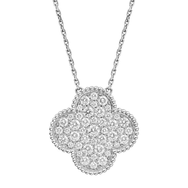 Van Cleef & Arpels - 18k White Gold Diamond Magic Alhambra Pendant