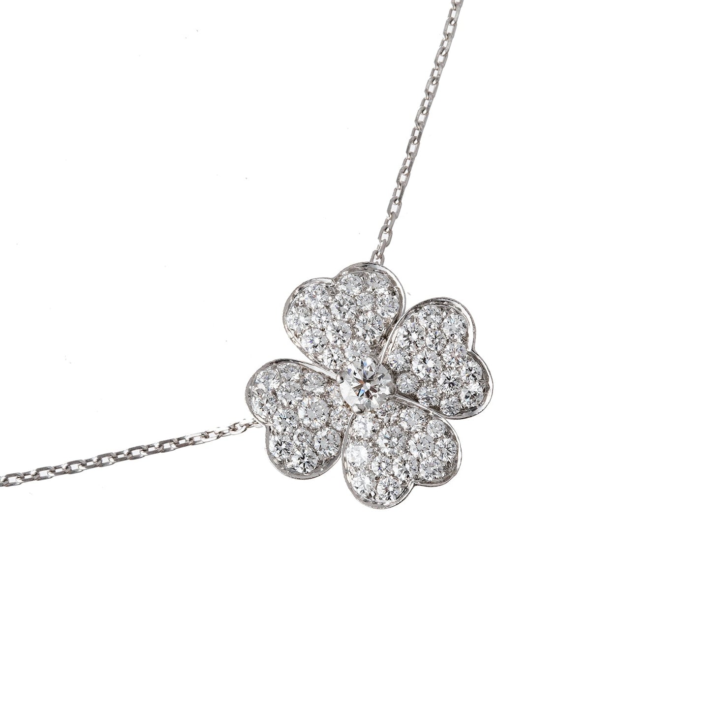 Van Cleef & Arpels - 18k White Gold Diamond Small Cosmos Pendant Brooch